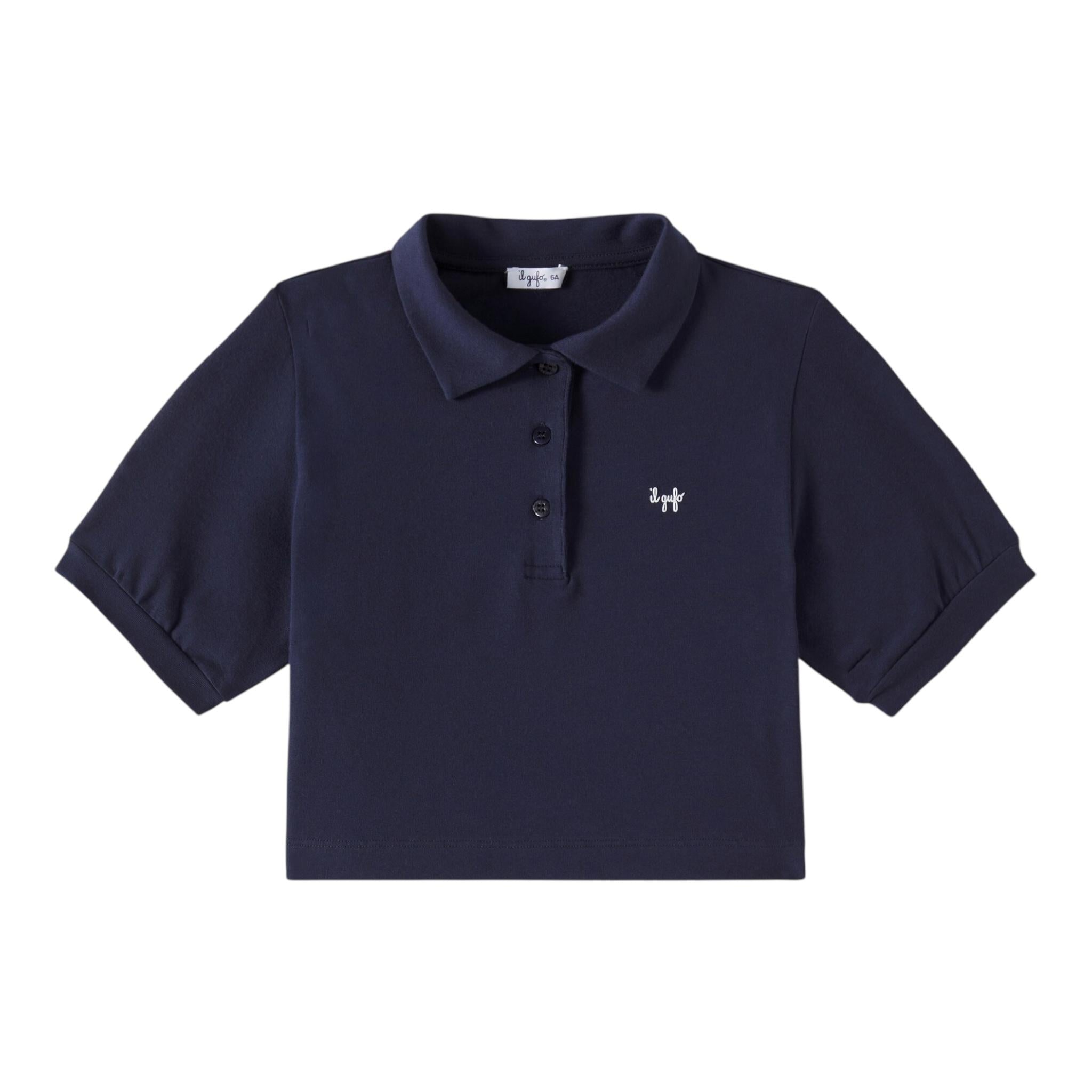 Il Gufo Polo Mezza Manica Tinta Unita Modello Crop per Neonata P25PC095MF032N BLU IL GUFO 