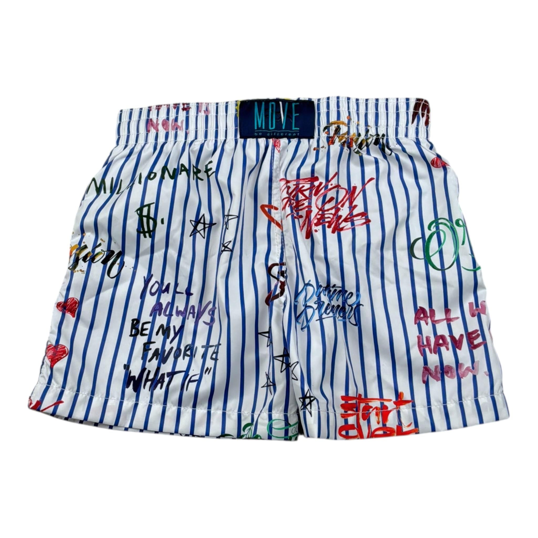 Move Costume Modello Bermuda Tinta Unita con Fantasia A Righe per Bambino SVNBY BIANCO MOVE 