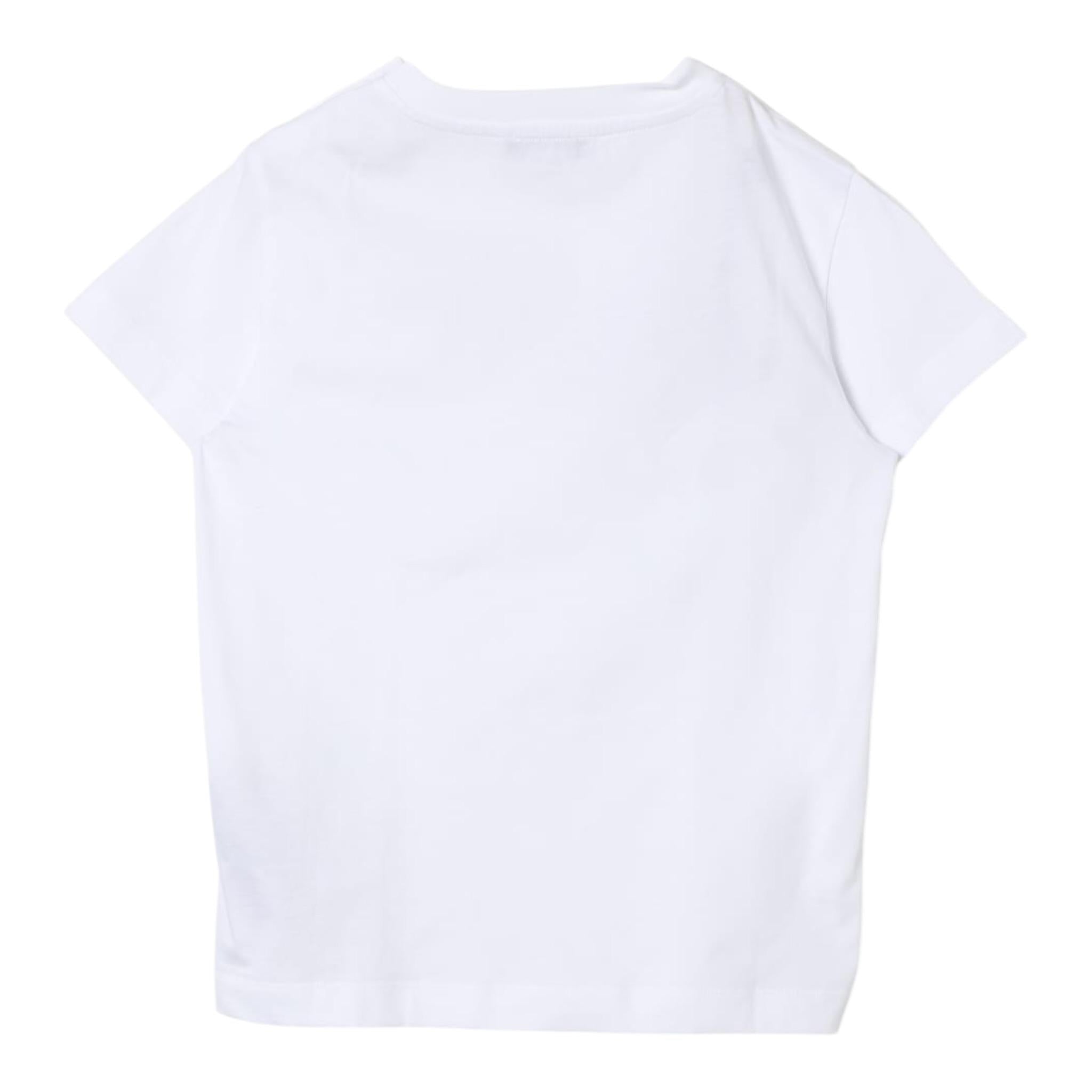 Balmain T-Shirt Girocollo Tinta Unita con Stampa per Bambina BV8B71 BIANCO BALMAIN 