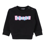 DSQUARED2 felpa chiusa girocollo tinta unita con logo Nero per Neonato DQ2496N NERO DSQUARED2 