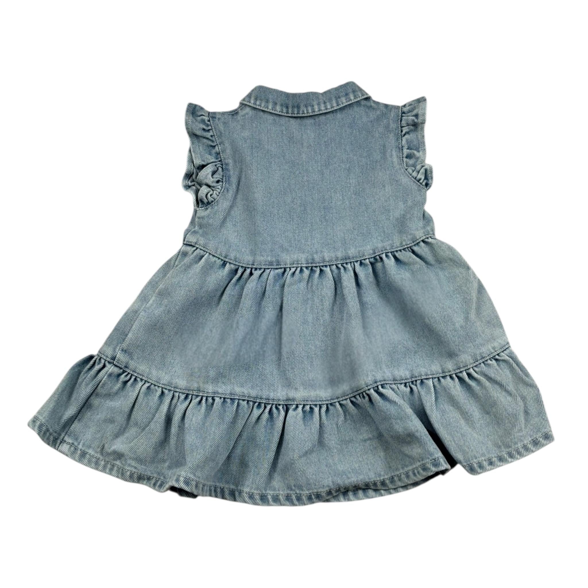 Moschino Abito In Denim Giromanica con Bottoni per Neonata MDV0D9 AZZURRO MOSCHINO 