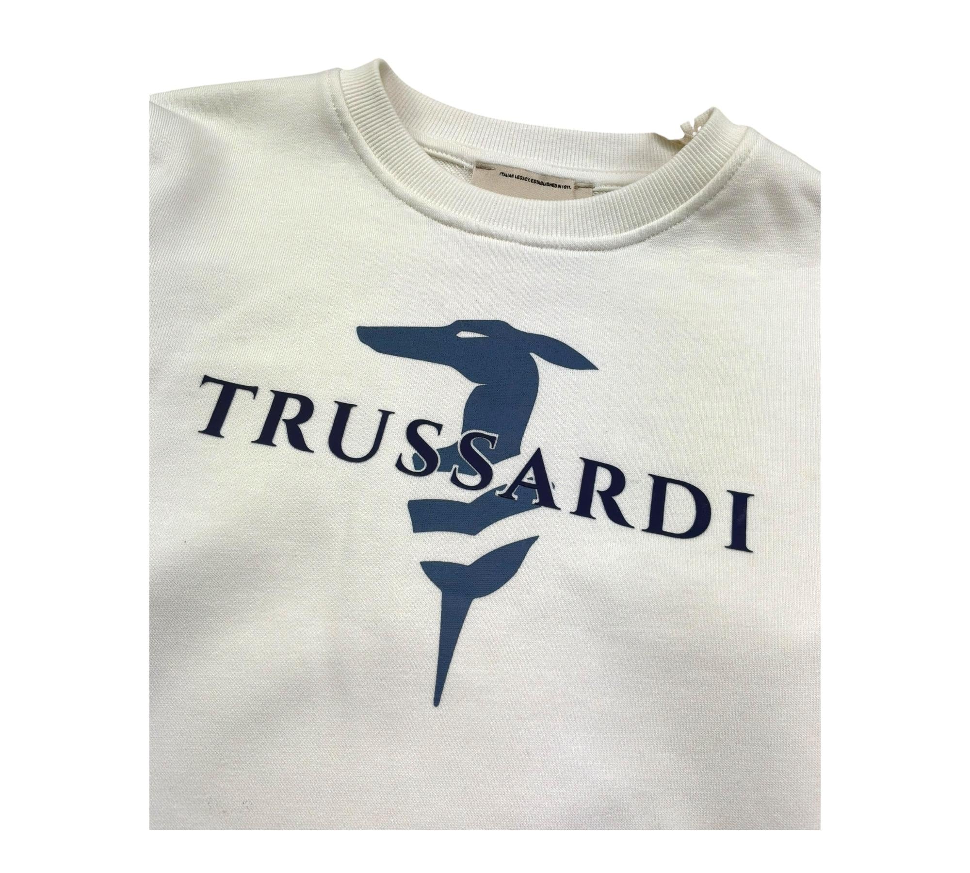 Trussardi Felpa Chiusa Girocollo Tinta Unita con Stampa per Bambino TBP26036FE PANNA TRUSSARDI 