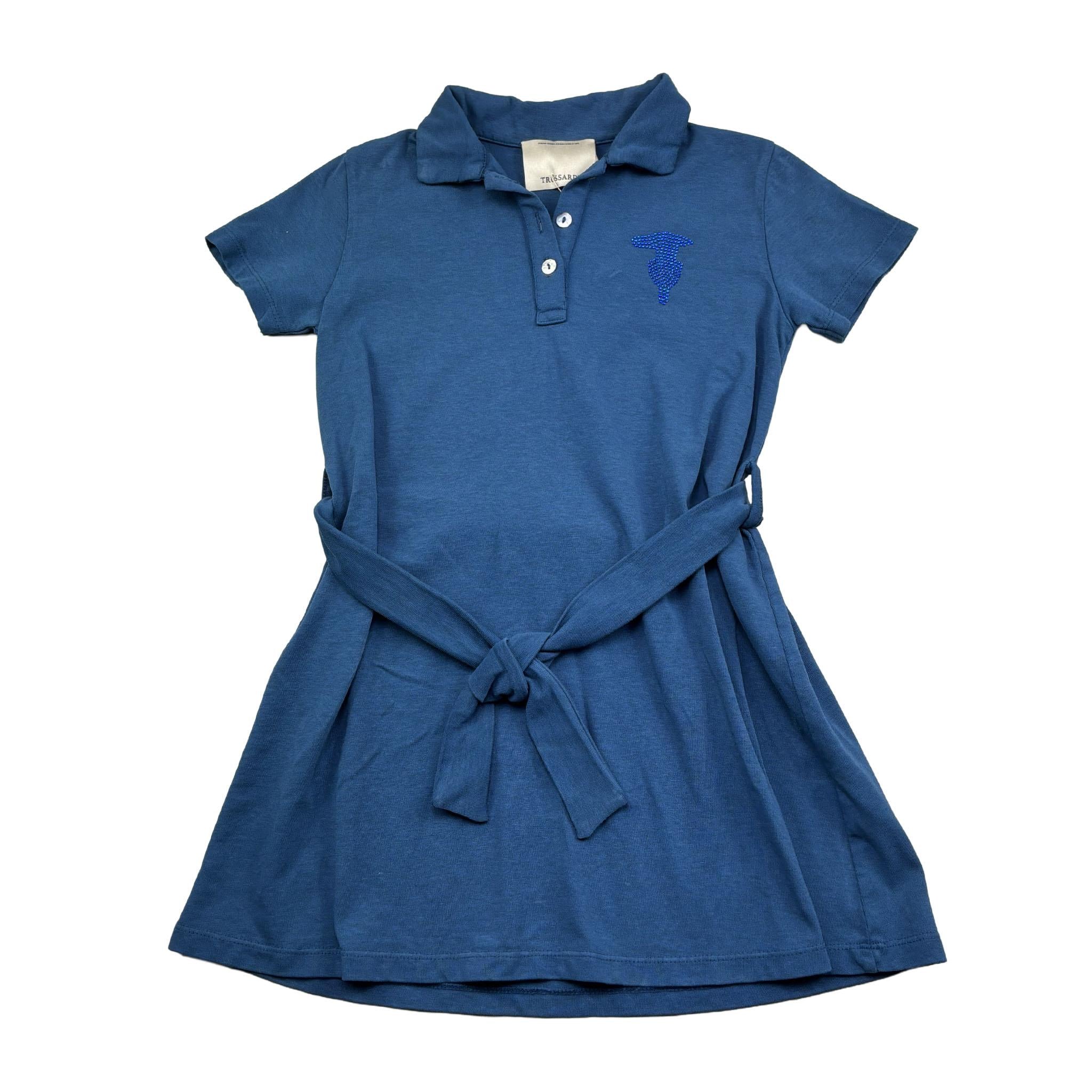 Trussardi Abito Mezza Manica Tinta Unita con Brillantini per Bambina TGP26056VE BLU TRUSSARDI 