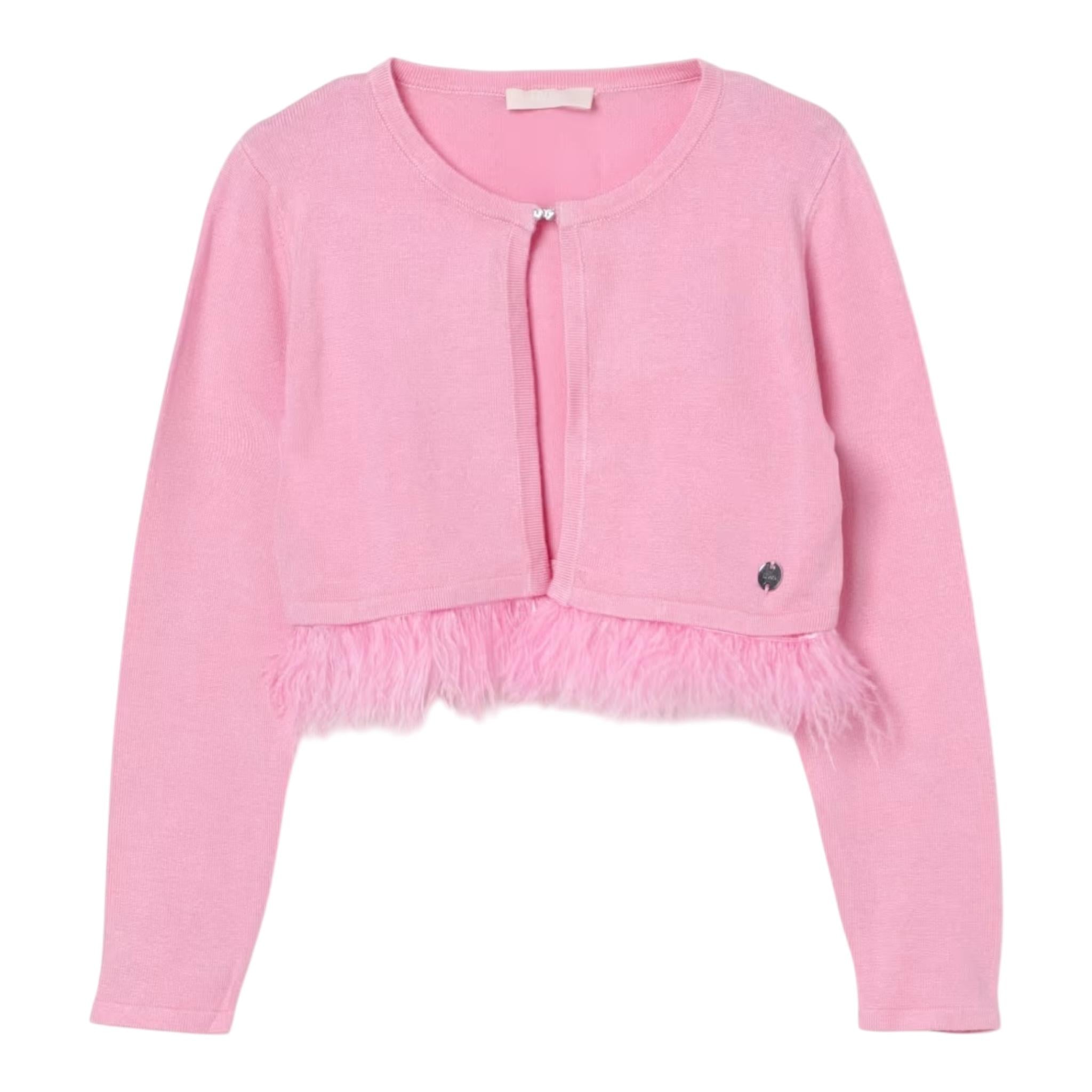 Liu Jo Cardigan Tinta Unita con Applicazioni Piume per Bambina KA5128 ROSA LIU JO 