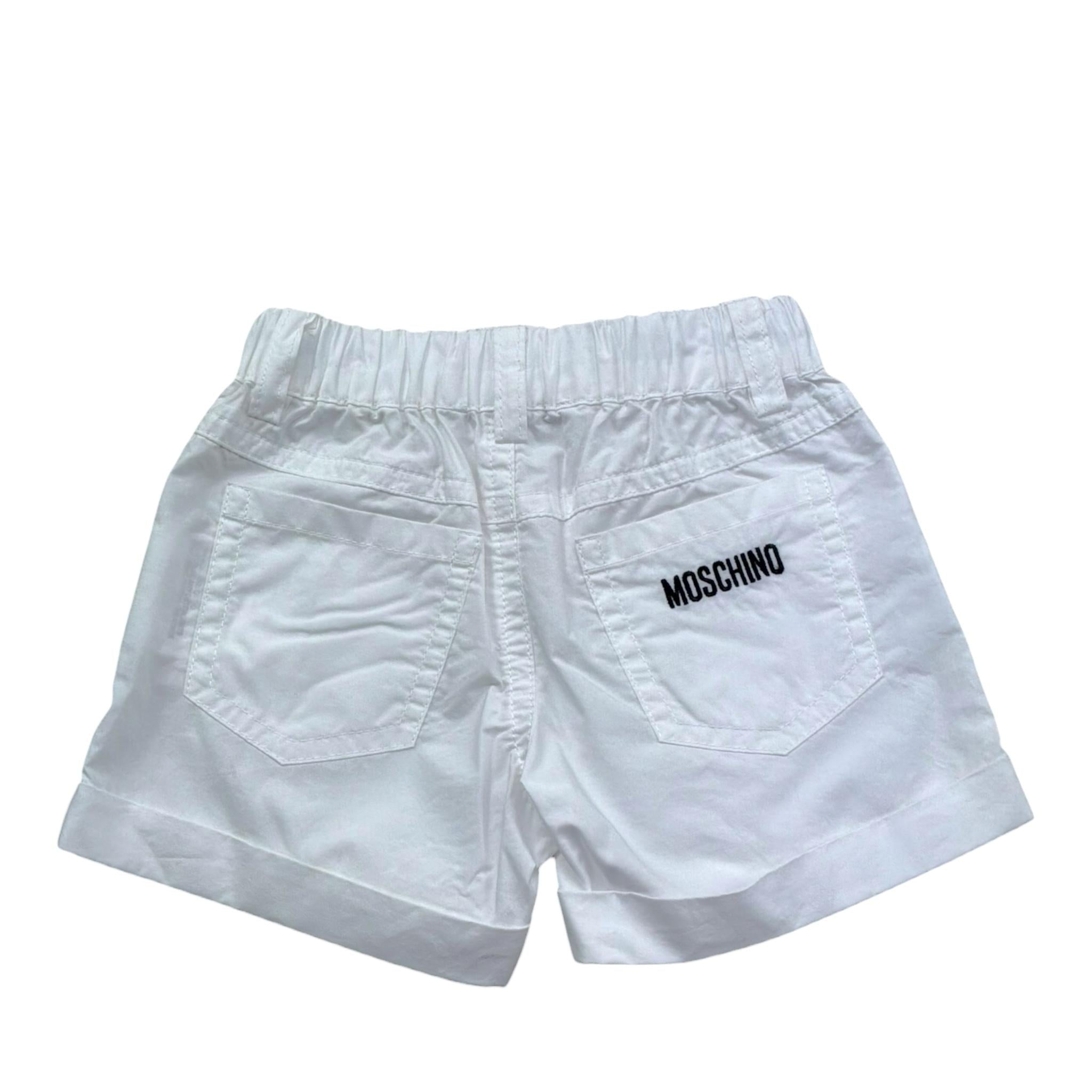 Moschino Short Tinta Unita con Elastico In Vita per Neonata MNQ00R BIANCO MOSCHINO 