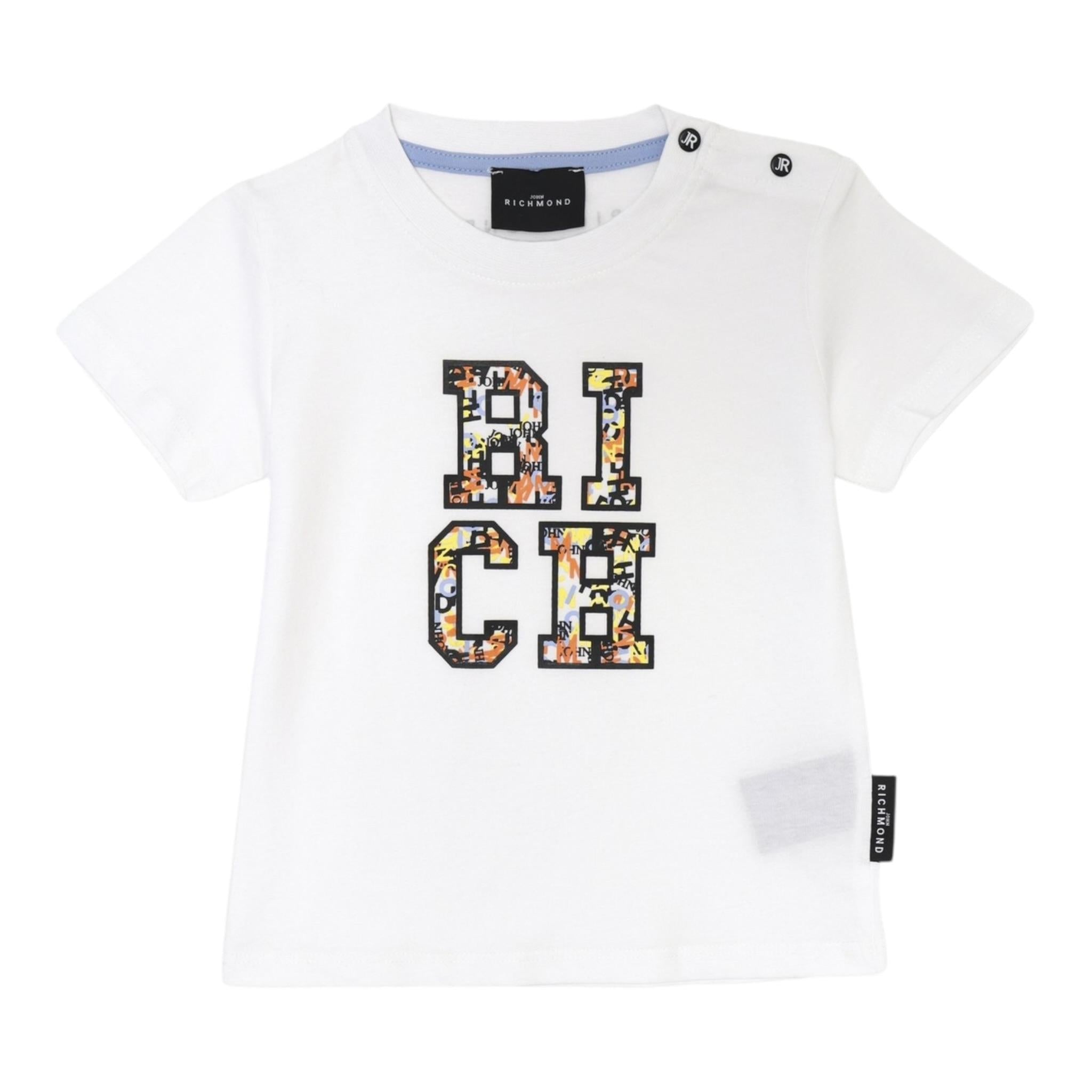 John Richmond T-Shirt Girocollo Tinta Unita con Stampa per Neonato RIP25051TSXX BIANCO JOHN RICHMOND 