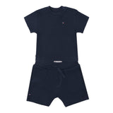 Tommy Hilfiger Complet 2 Pezzi T-Shirt-Bermuda Tinta Unita per Neonato KN0KN01597 BLU TOMMY HILFIGER 