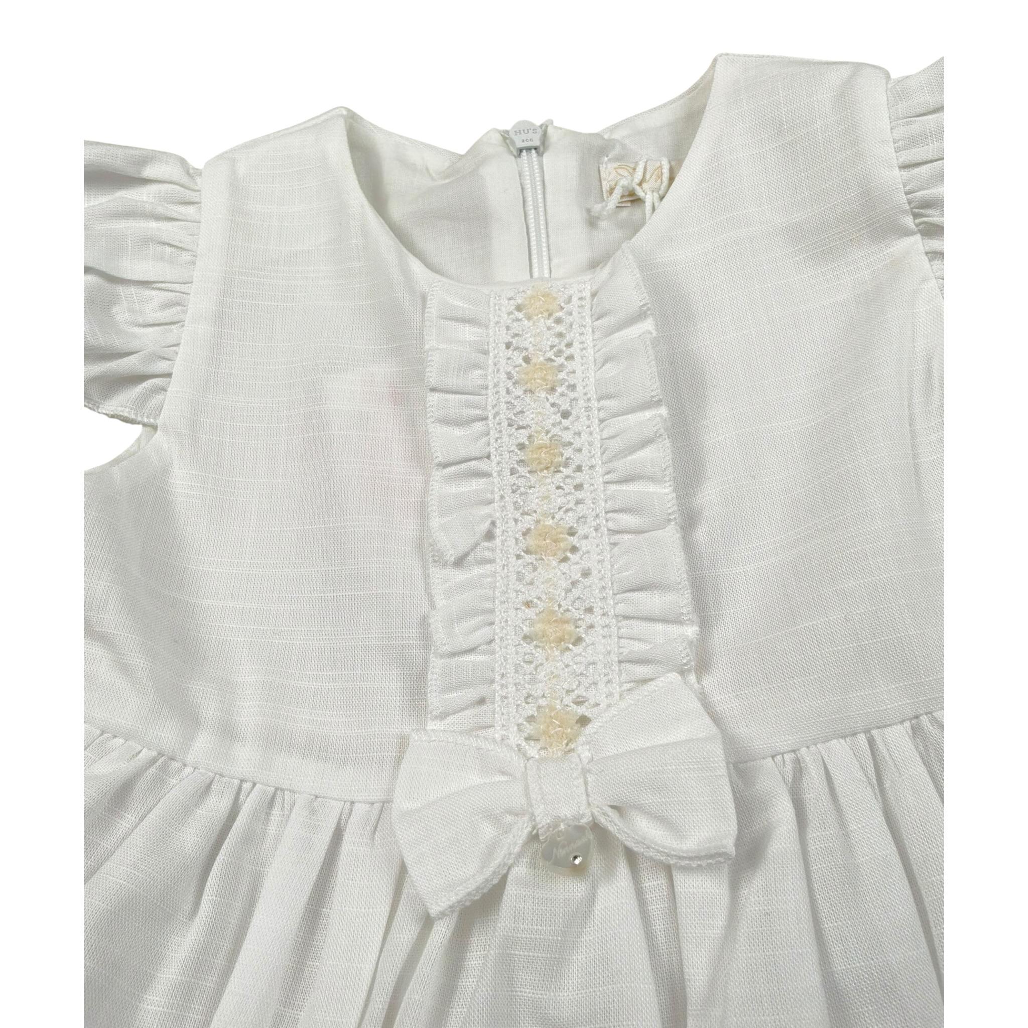 Ninnaoh Abito Cerimonia Tinta Unita con Ricami per Neonata E24AB76 BIANCO NINNAOH 