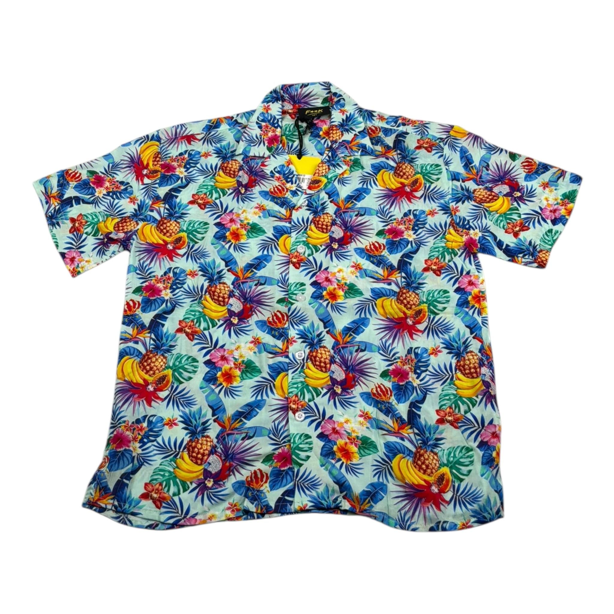 F**K Camicia Tinta Unita Mezza Manica con Fantasia per Bambino FJ25J03CA60X12 AZZURRO F**K 