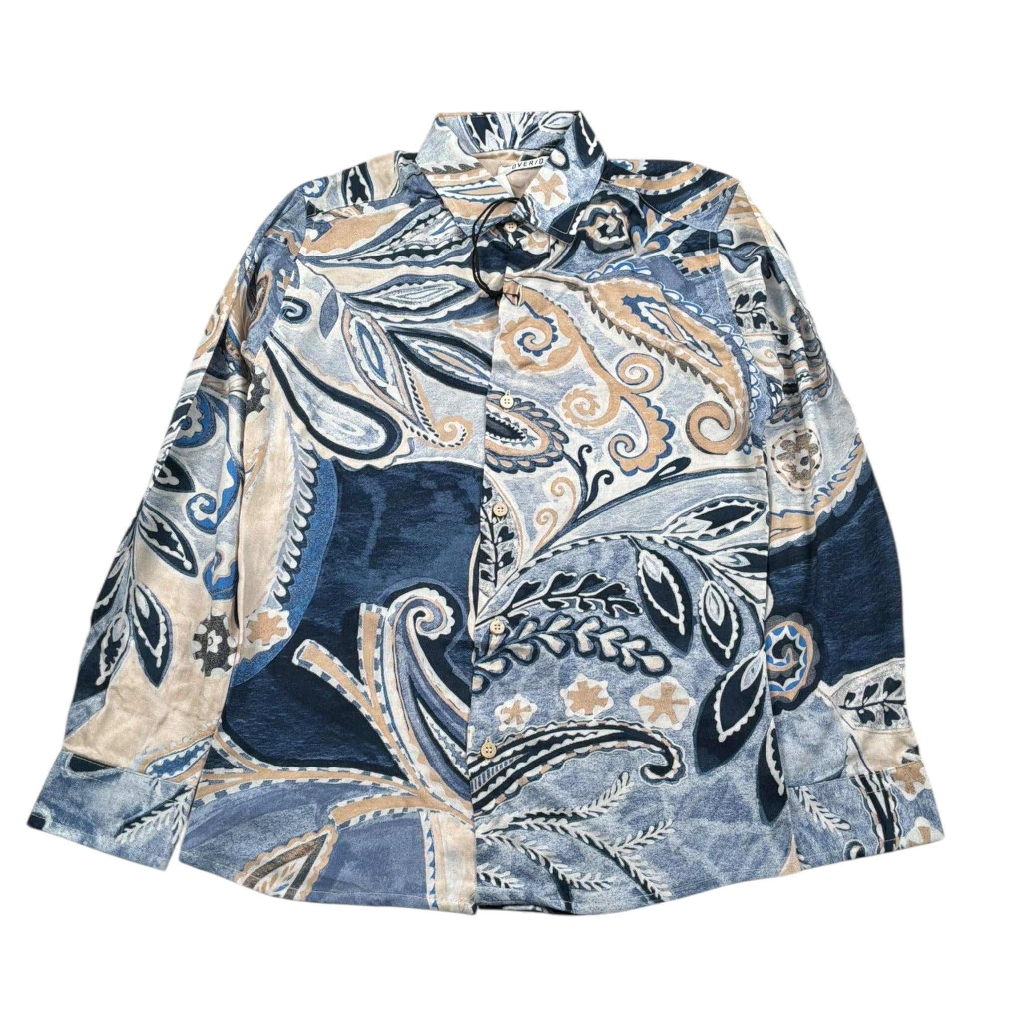 Over-D Camicia Tinta Unita con Fantasia per Bambino OK1626SCM BLU OVER-D 