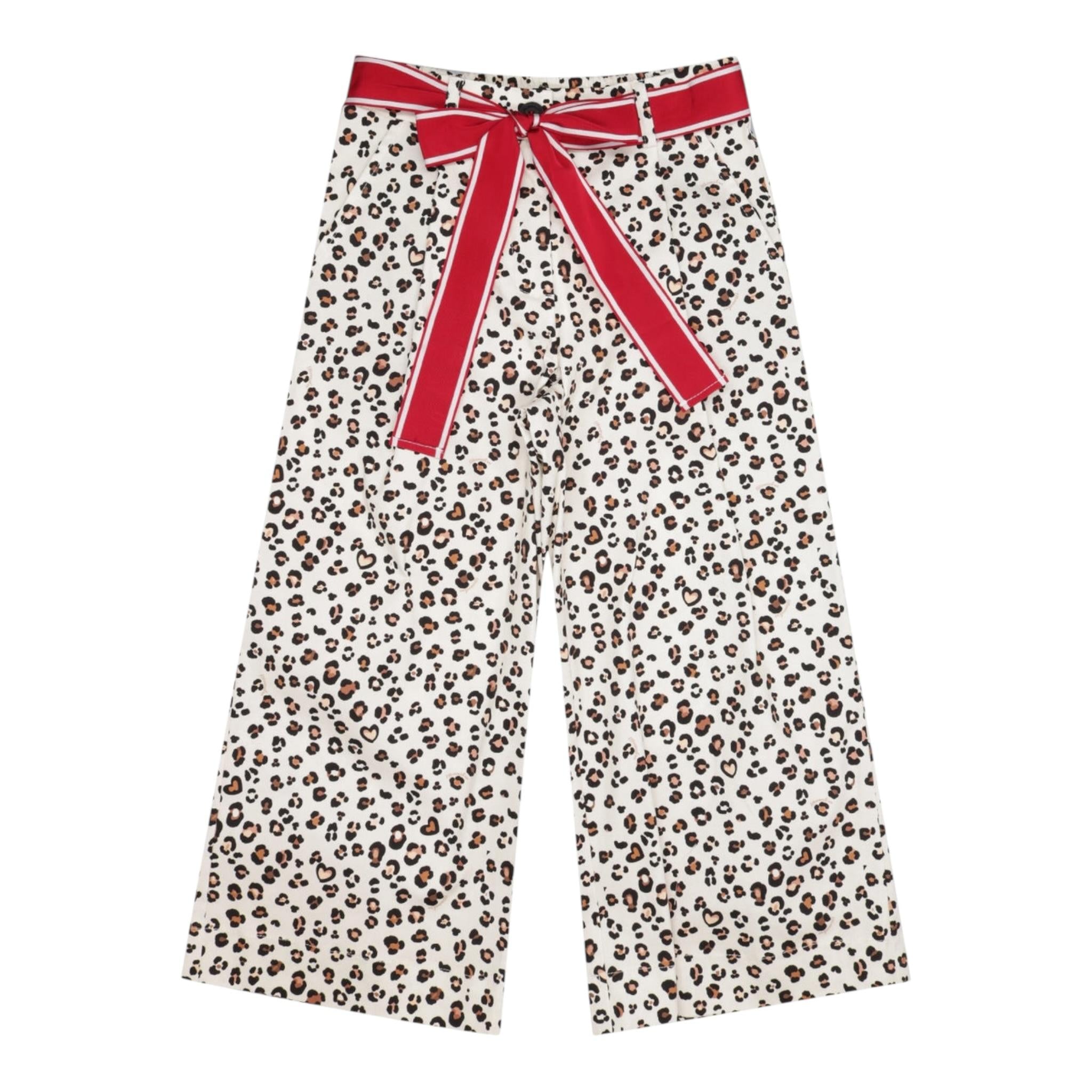 Monnalisa Pantalone Tinta Unita con Fantasia Maculata per Bambina 11E421 BIANCO MONNALISA 