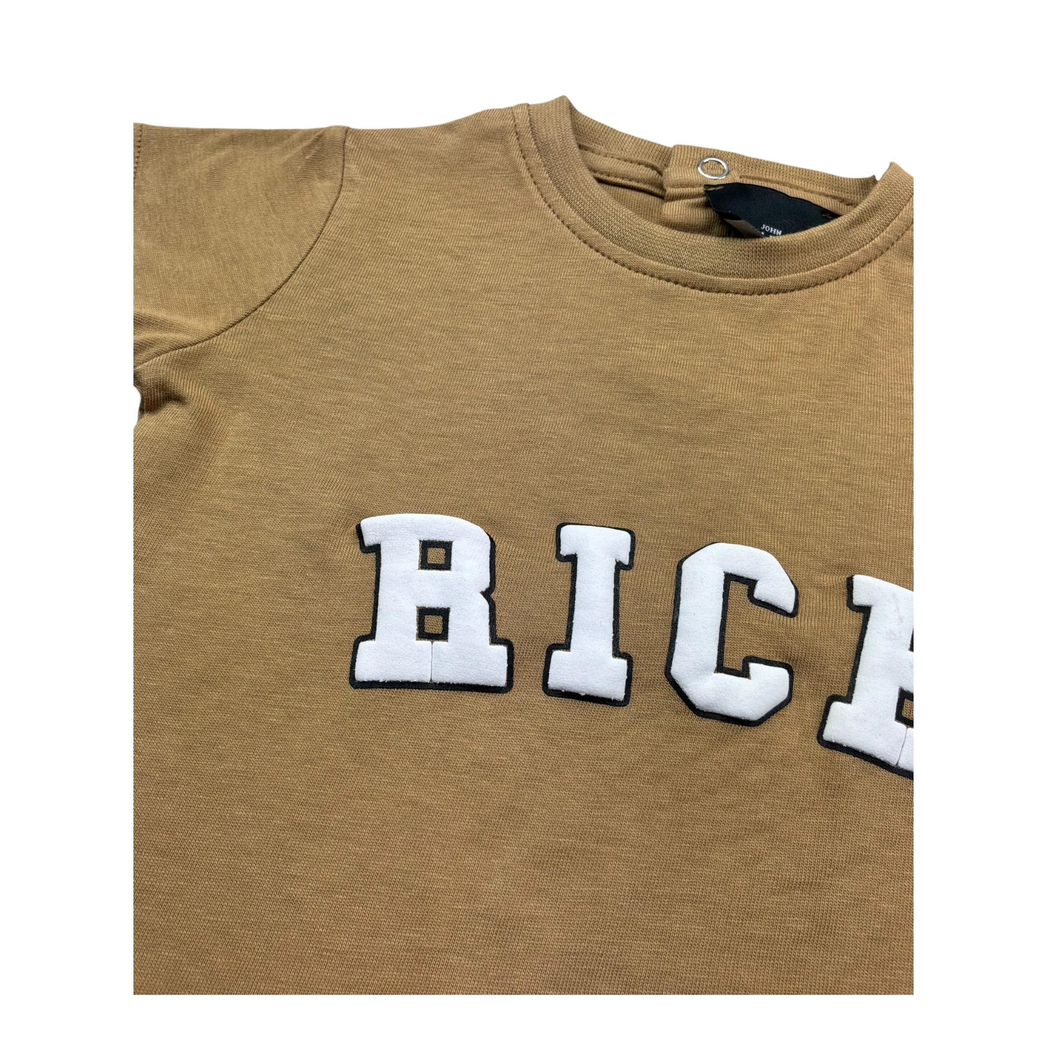 John Richmond T-Shirt Girocollo Tinta Unita con Logo per Neonato RIP26017TS BEIGE JOHN RICHMOND 