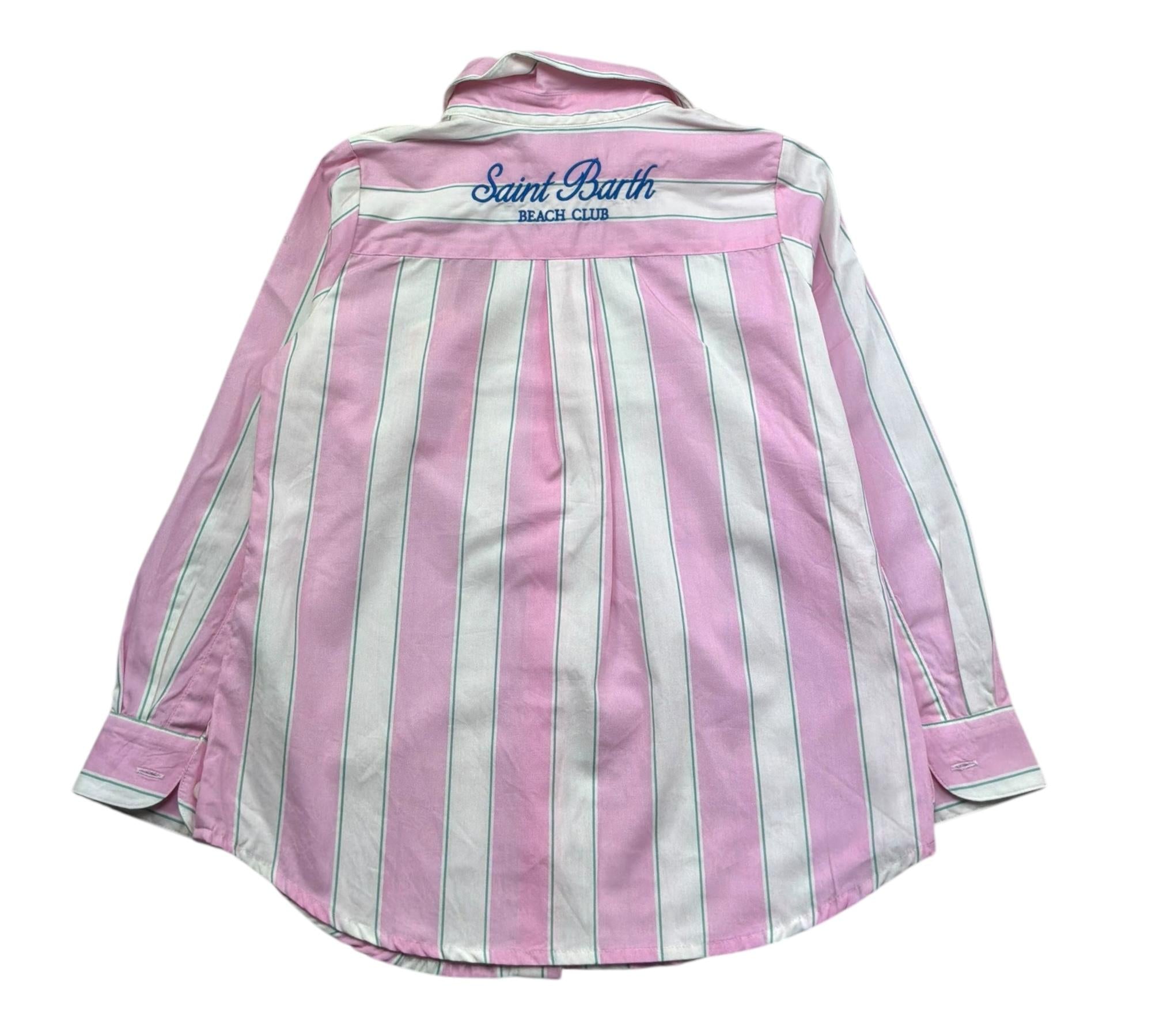 Saint Barth Camicia Bicolore con Fantasia A Righe per Bambina BRIG00300897 BIANCO/ROSA SAINT BARTH 