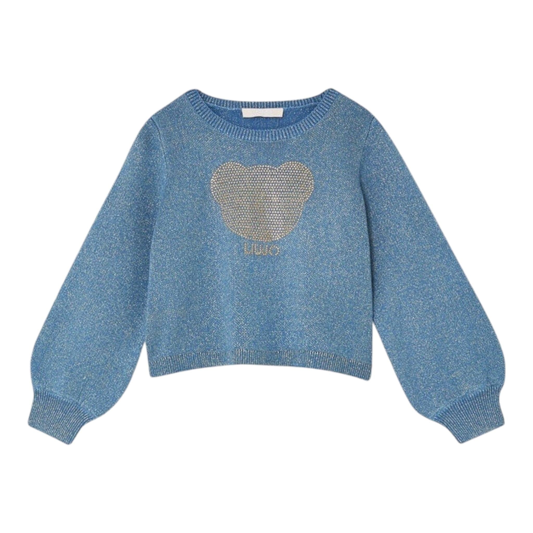 LIU JO maglia girocollo tinta unita lurex Blu per Bambina KF4075 BLU LIU JO 