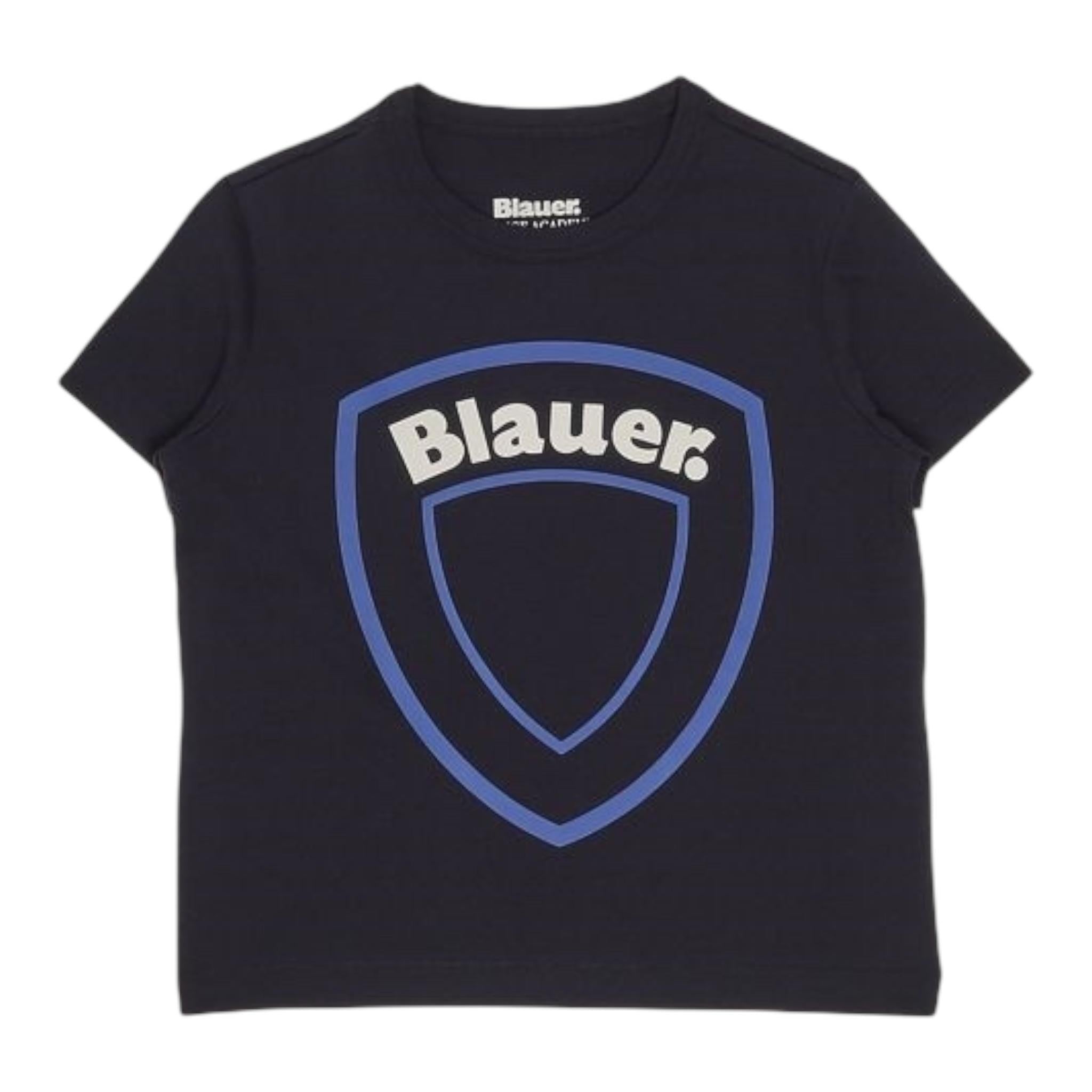 Blauer T-Shirt Giricollo Tinta Unita con Stampa per Neonato 24SBLKH02508N BLU BLAUER 