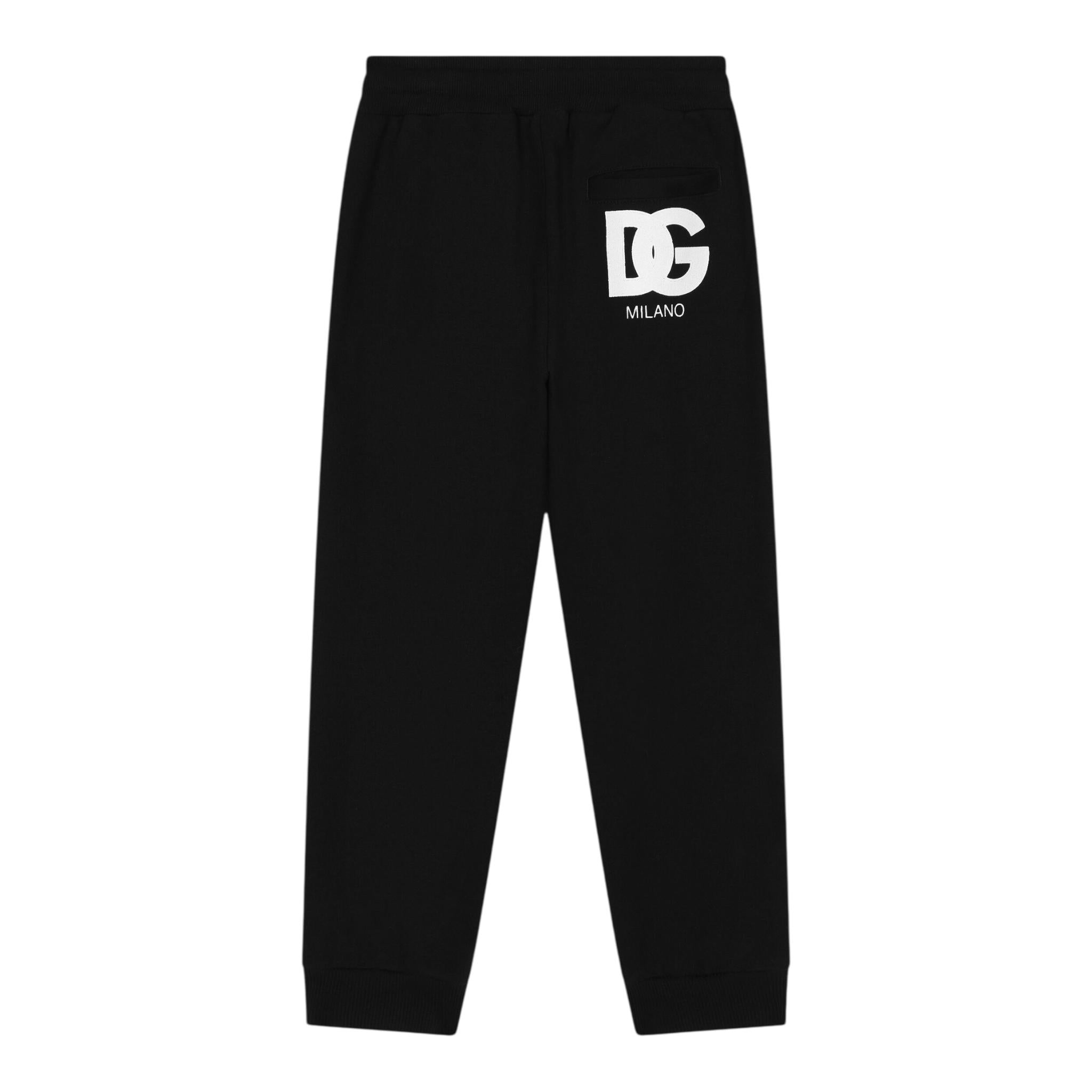 DOLCE & GABBANA pantalone tuta tinta unita con profili logati Nero per Bambino L4JPIH NERO DOLCE & GABBANA 