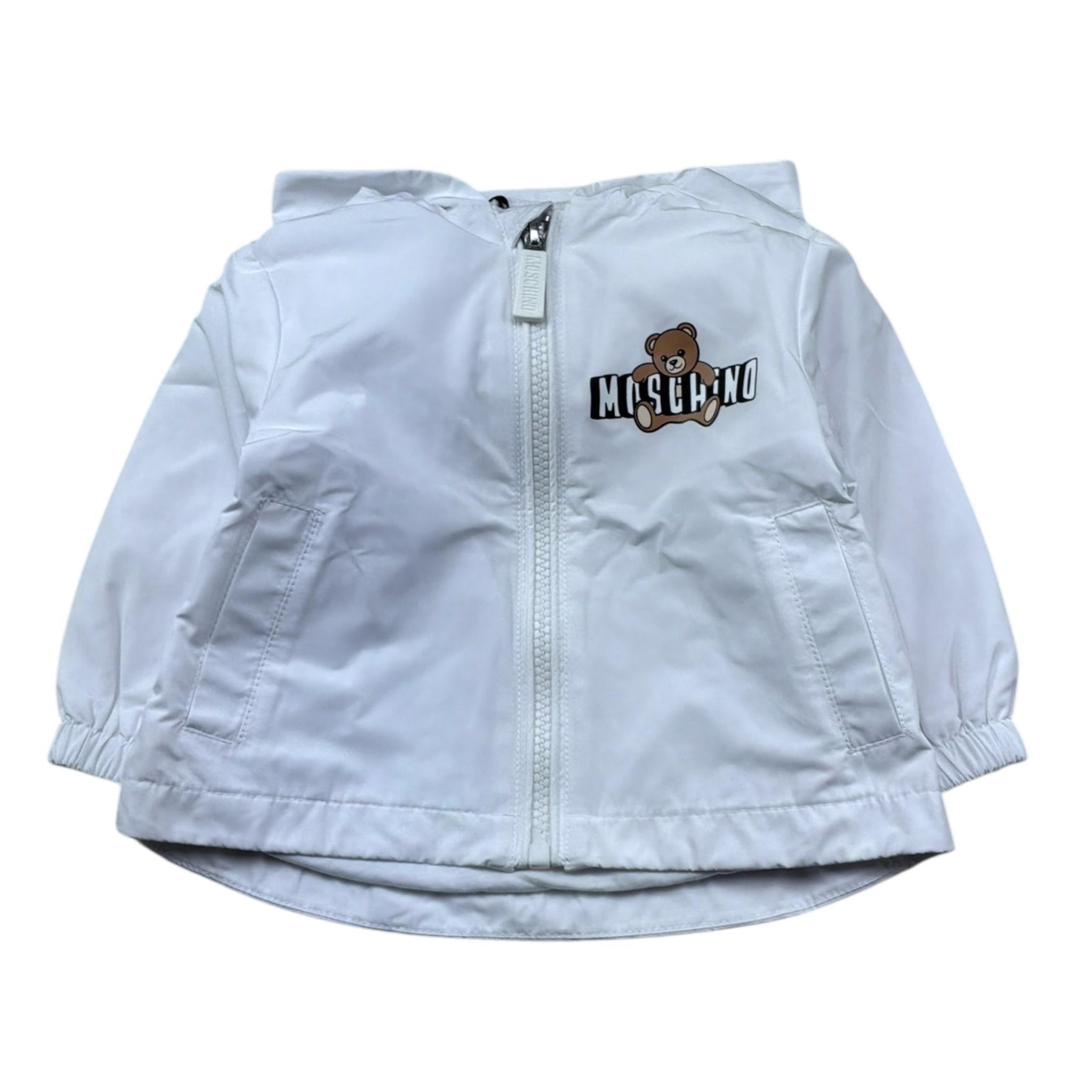 Moschino Giubbino Tinta Unita con Zip E Cappuccio per Neonato MUS033 BIANCO MOSCHINO 