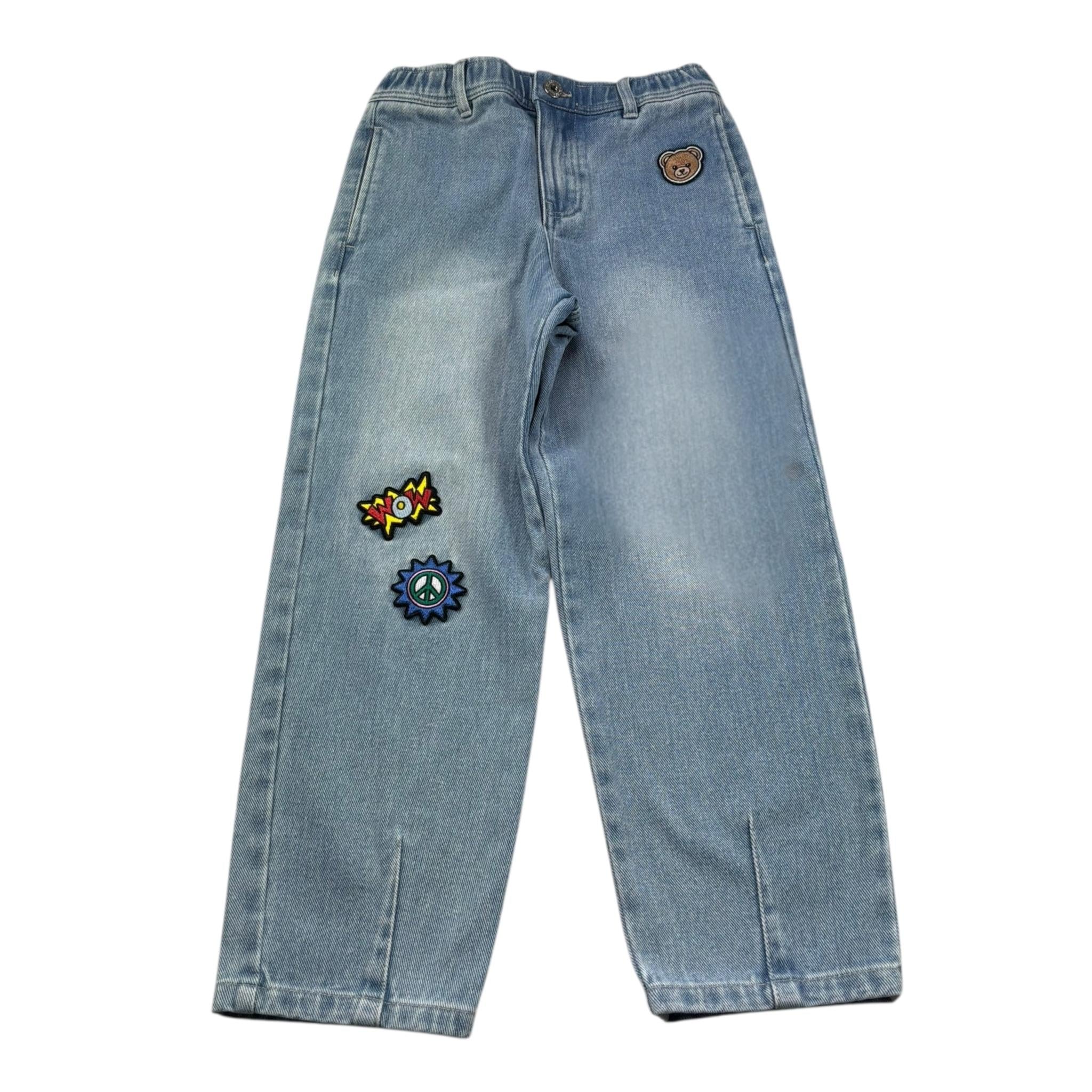 Moschino Jeans Tinta Unita con Applicazioni per Bambina HUP08X AZZURRO MOSCHINO 