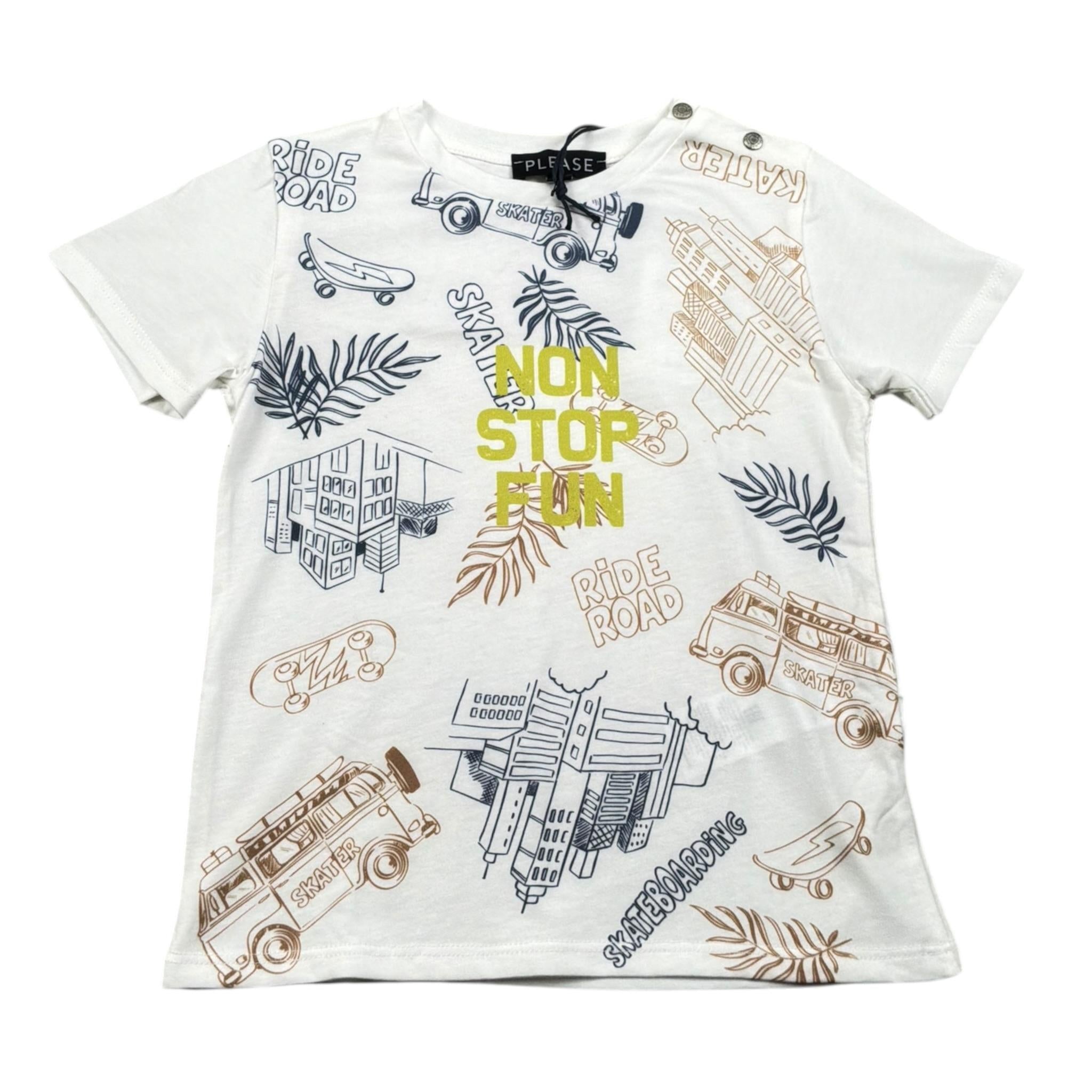 Please T-Shirt Girocollo Tinta Unita con Stampa per Neonata MBA3030B71 BIANCO PLEASE 