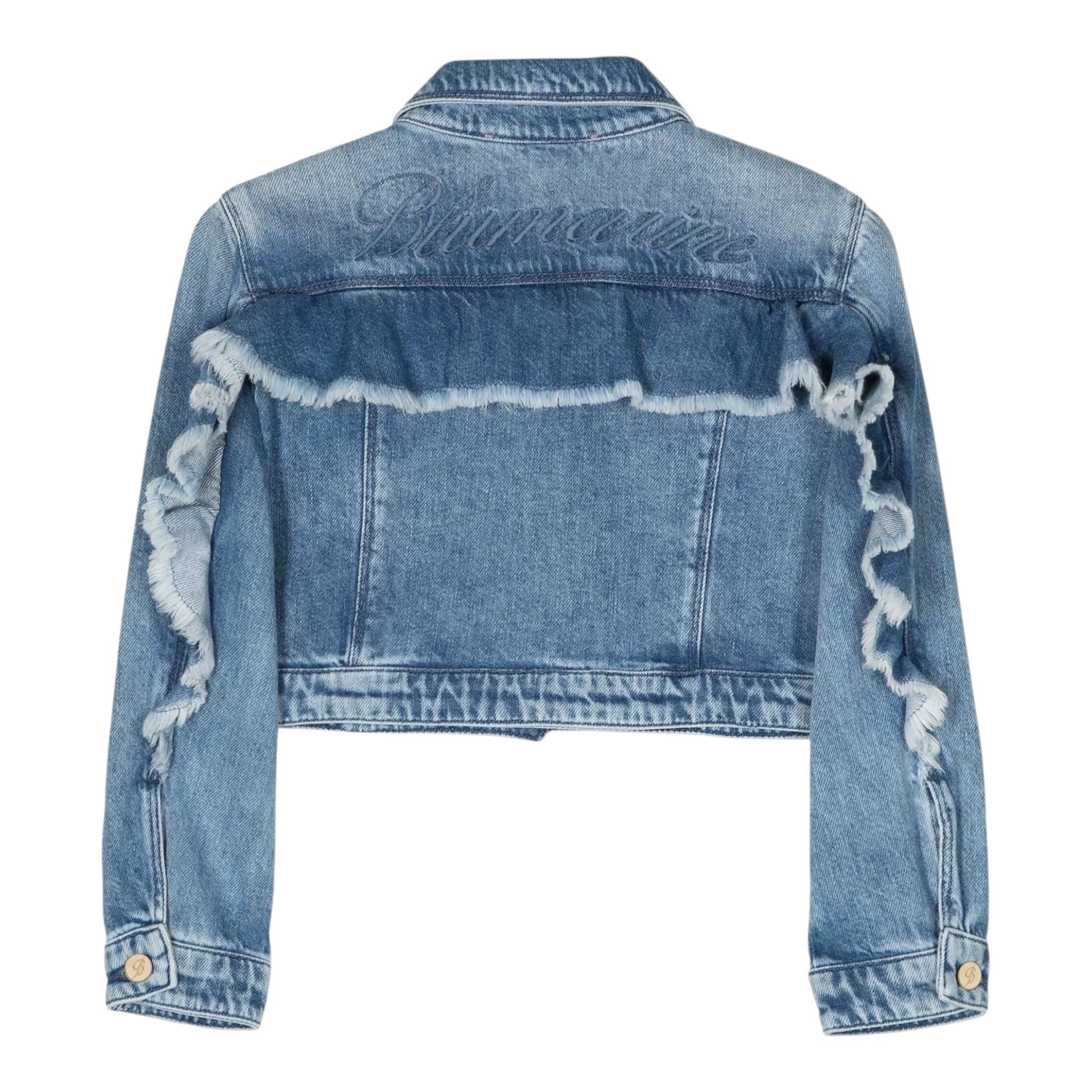 Miss Blumarine Giubbino In Denim Tinta Unita per Bambina IA4040 BLU MISS BLUMARINE 