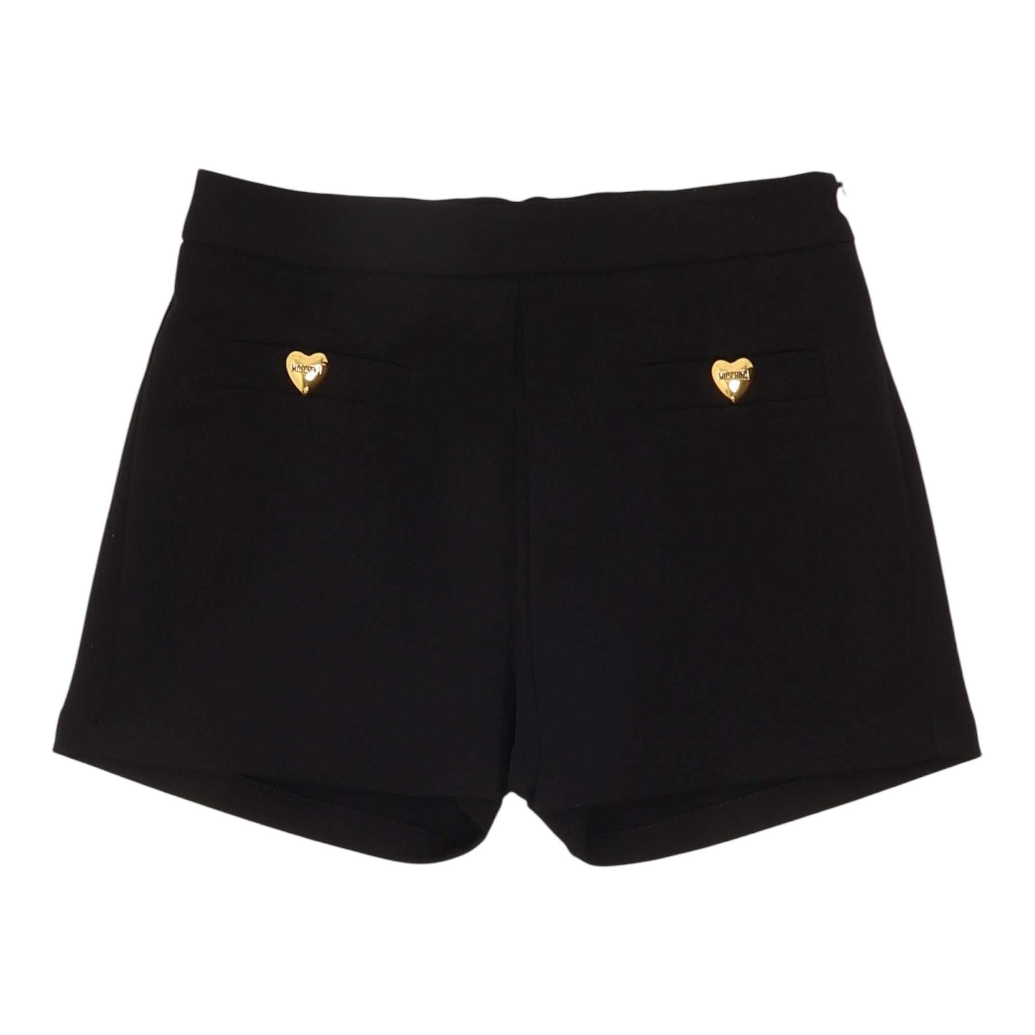 MOSCHINO short tinta unita con bottoni in contrasto Nero per Bambina HDQ01I NERO MOSCHINO 