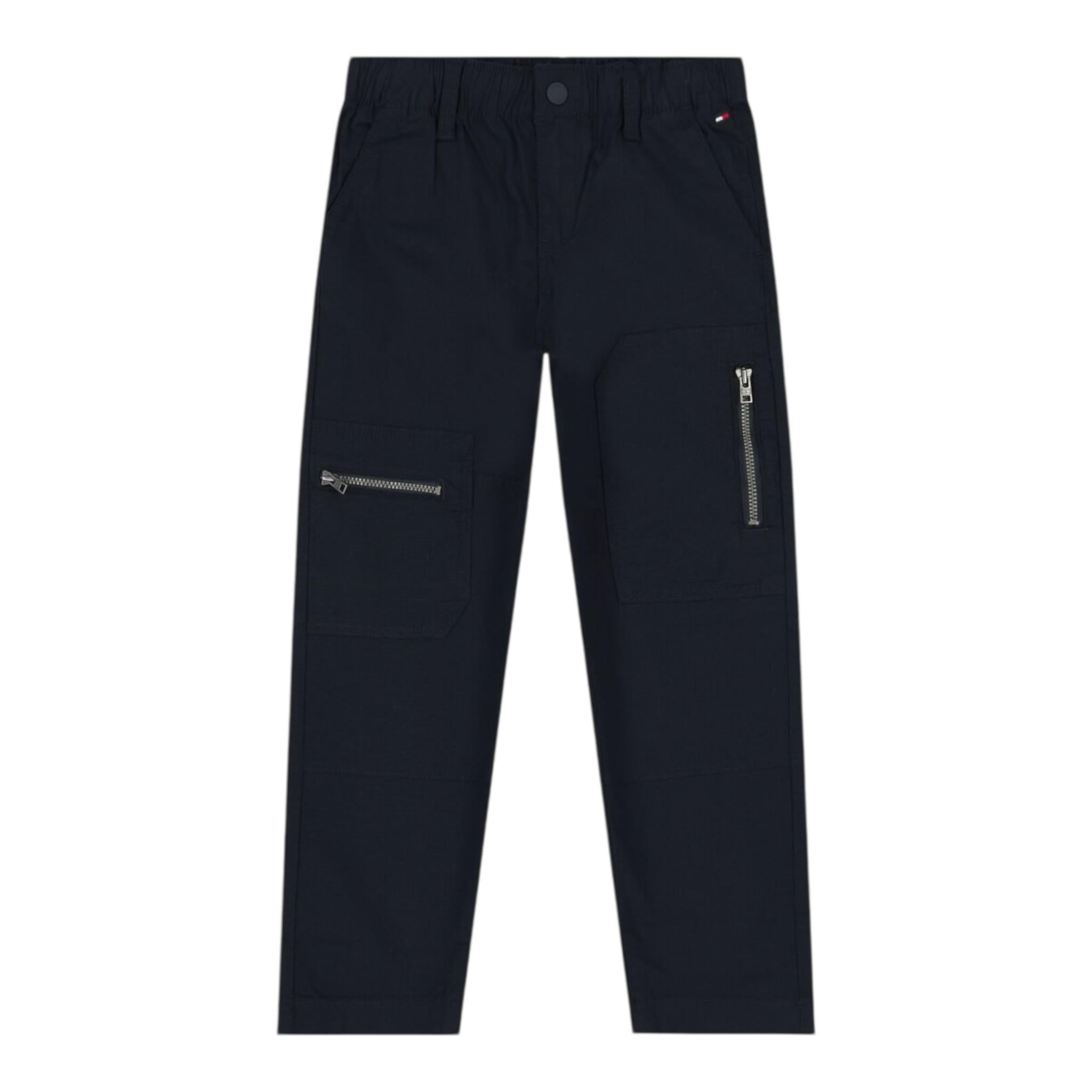Tommy Hilfiger Pantalone Tinta Unita con Elastico In Vita per Bambino KB0KB09122 BLU TOMMY HILFIGER 