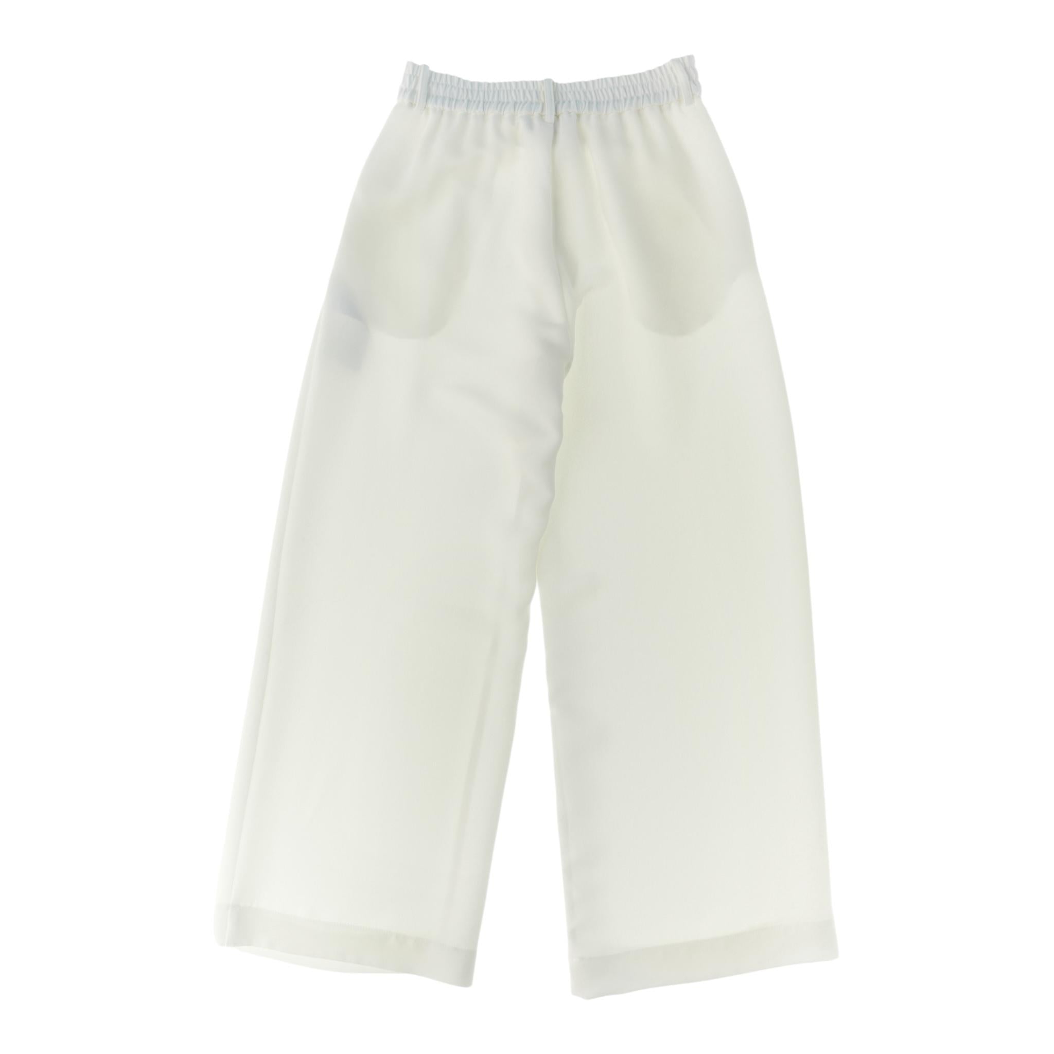 Monnalisa Pantalone Tinta Unita con Elastico In Vita per Bambina 71E401 BIANCO MONNALISA 