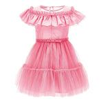 Monnalisa Abito Tinta Unita con Tulle per Neonata 17C905N ROSA MONNALISA 
