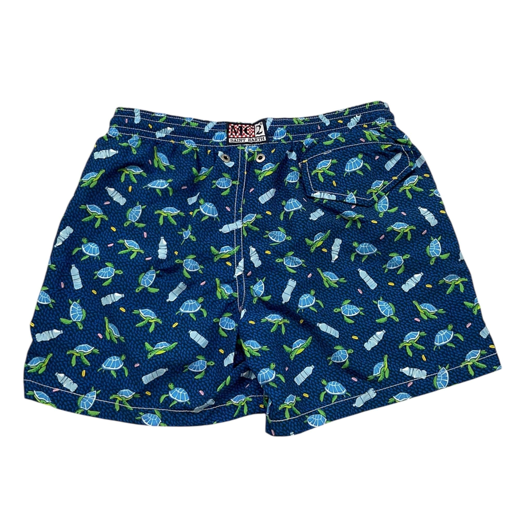 Saint Barth Costume Tinta Unita con Stampe Tartarughe per Bambino CSTMB BLU SAINT BARTH 