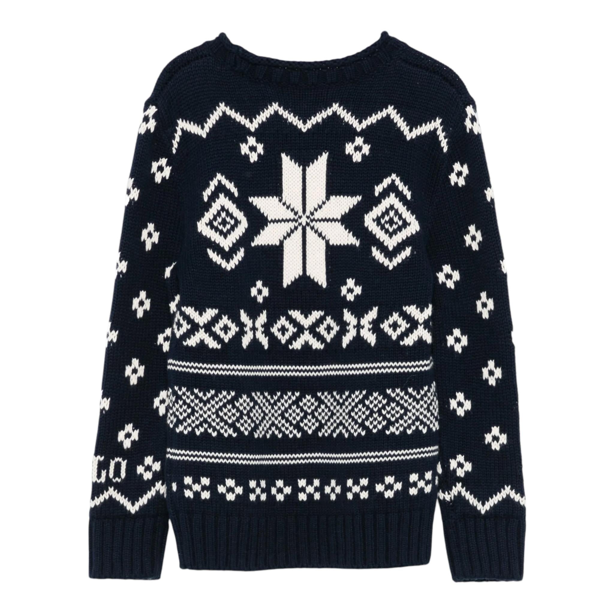 RALPH LAUREN maglia girocollo tinta unita con stampe in contrasto Blu per Neonato 322951432001N BLU RALPH LAUREN 