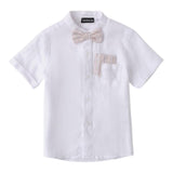 Minibanda Camicia Mezza Manica Tinta Unita con Papillon per Neonato 0B131 BIANCO MINIBANDA 