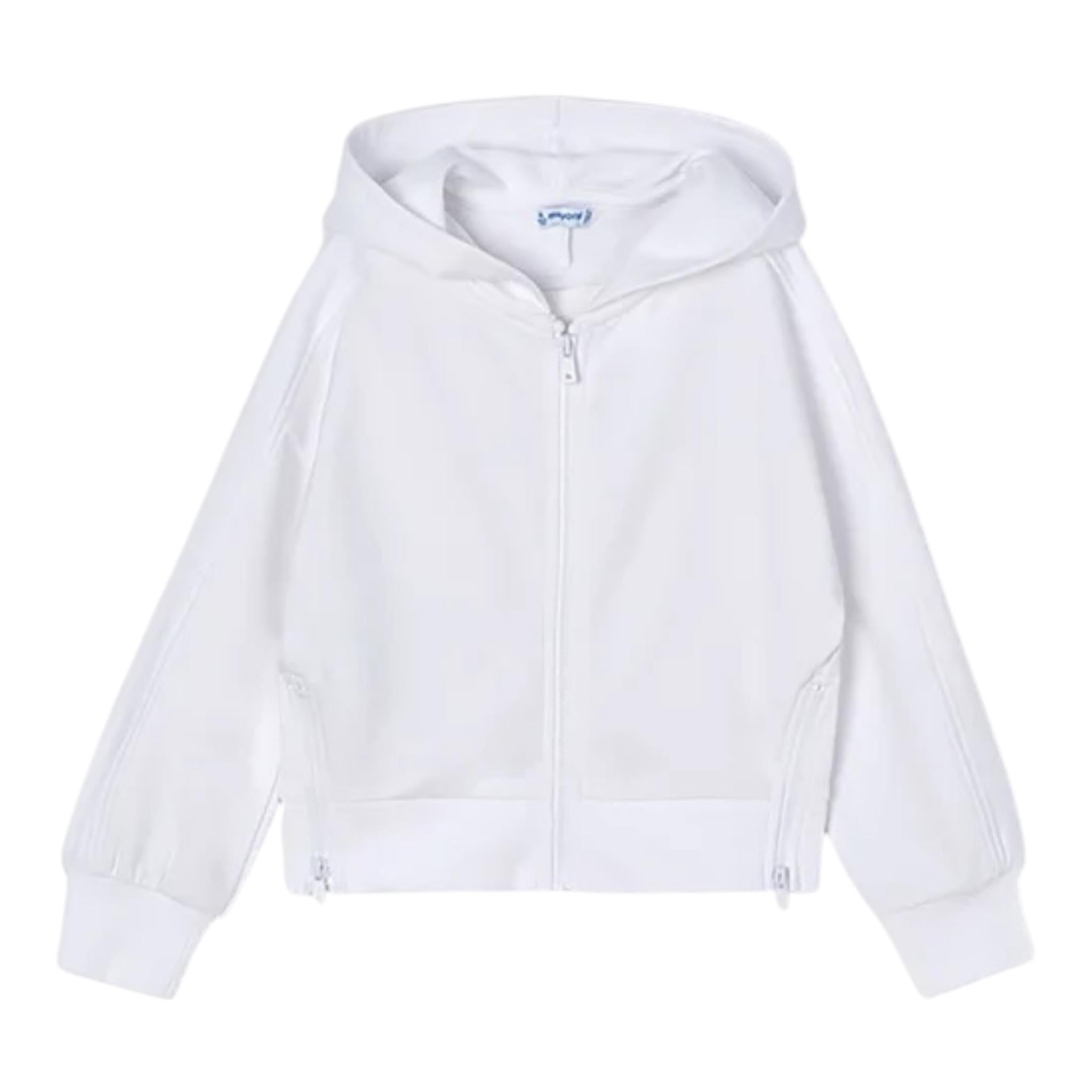 Mayoral Felpa Tinta Unita con Zip E Cappuccio per Bambina 3428 BIANCO MAYORAL 