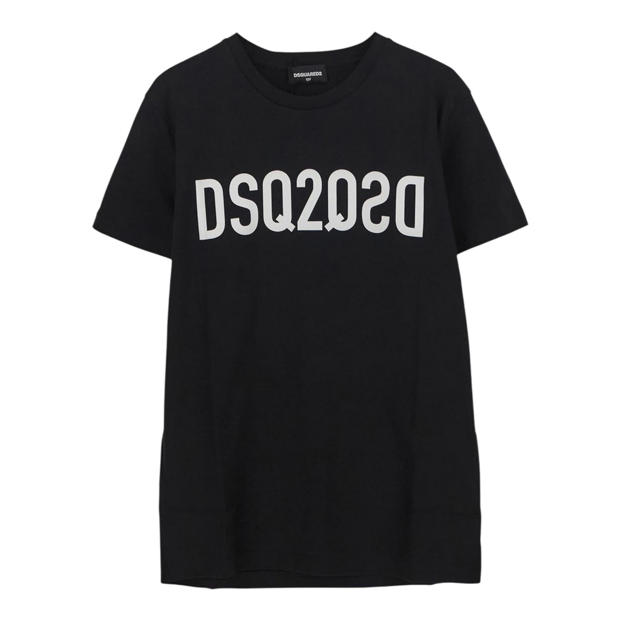 Dsquared2 T-Shirt Girocollo Tinta Unita con Stampa per Neonato DQ1639 NERO DSQUARED2 