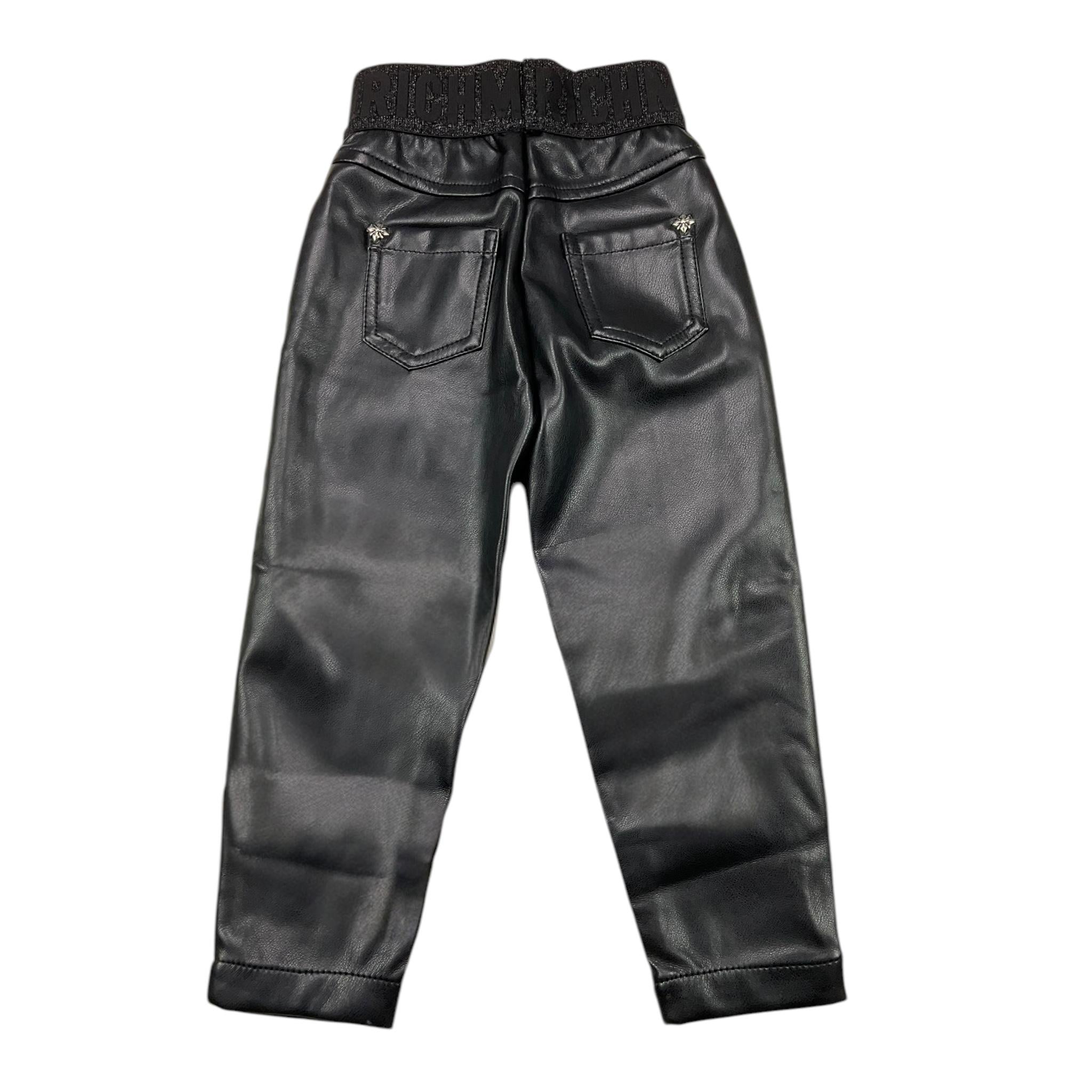 JOHN RICHMOND pantalone in ecopelle tinta unita con elastico in vita logato Nero per Neonata RGA24093LE NERO JOHN RICHMOND 