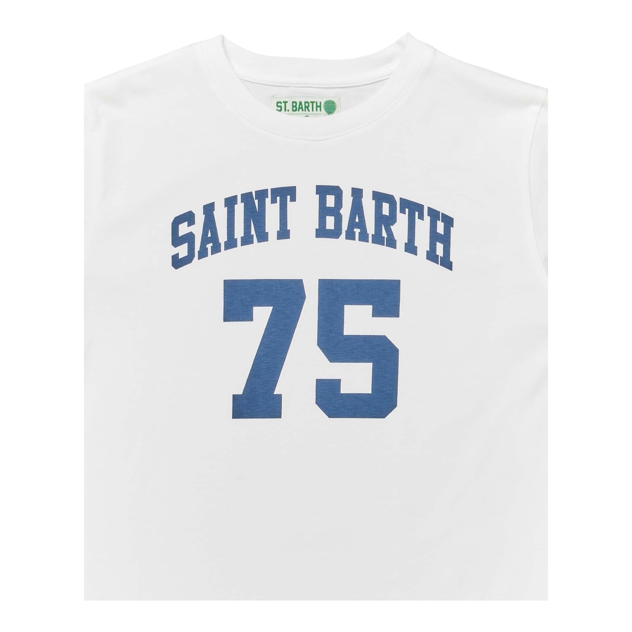 Saint Barth T-Shirt Girocollo Tinta Unita con Stampa per Bambino TSH0001 BIANCO SAINT BARTH 