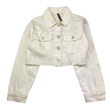 Manila Grace Giubbino Tinta Unita In Denim per Bambina MG2051 BIANCO MANILA GRACE 