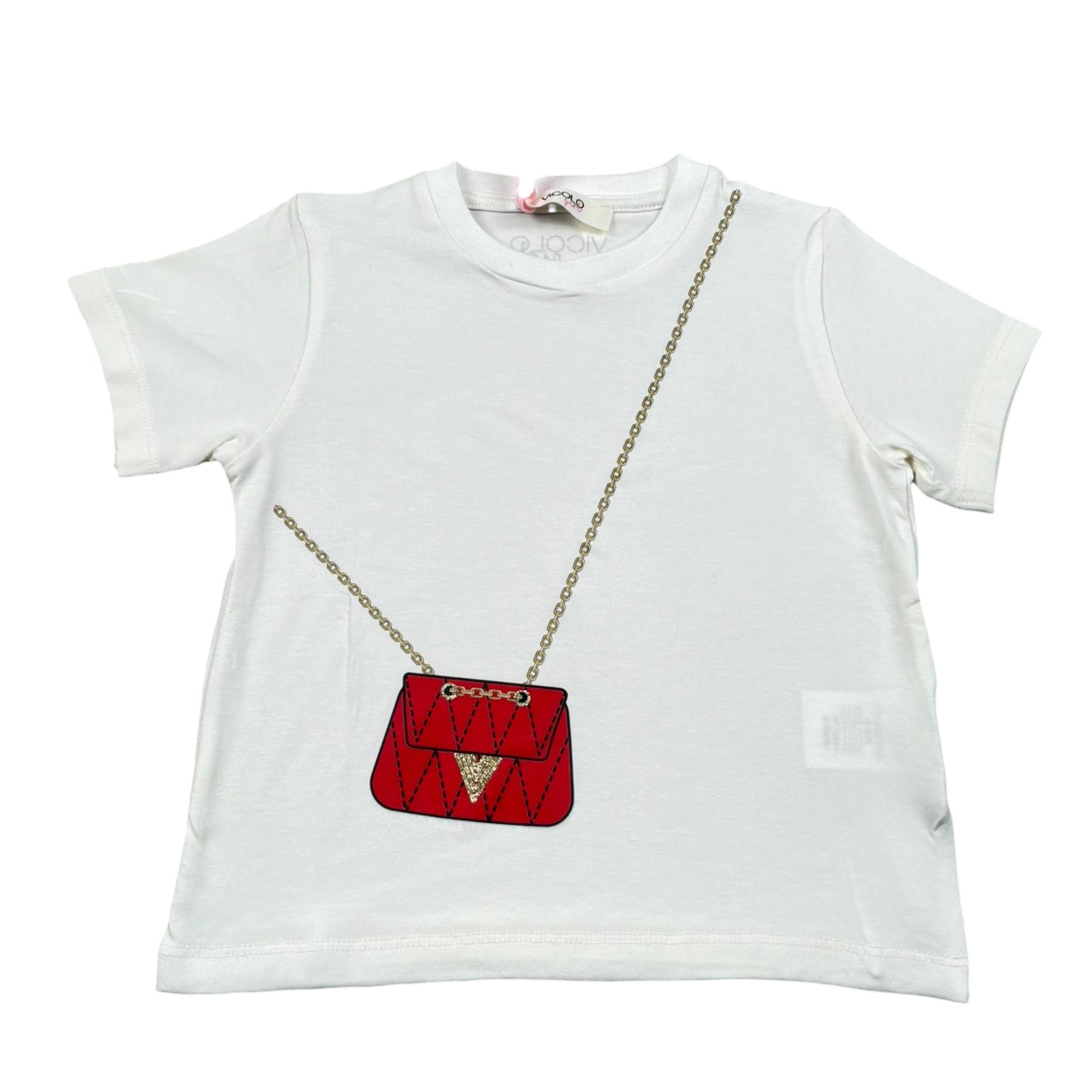 Vicolo T-Shirt Girocollo Tinta Unita con Stampa per Bambina 3146MZ00225X BIANCO VICOLO 
