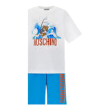 Moschino Completo 2 Pezzi T-Shirt-Bermuda Bicolore per Bambino HUG00QX BIANCO/AZZURRO MOSCHINO 