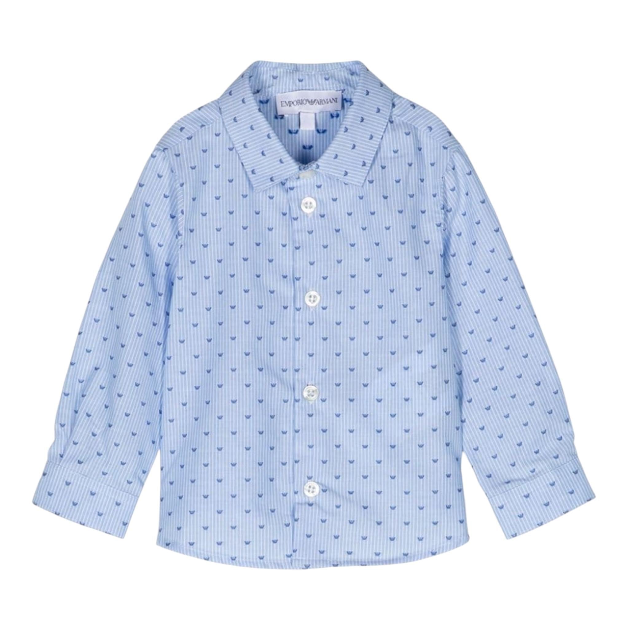 EMPORIO ARMANI camicia manica lunga tinta unita con stampe loghi Azzurro per Bambino 3D4C09 AZZURRO EMPORIO ARMANI 