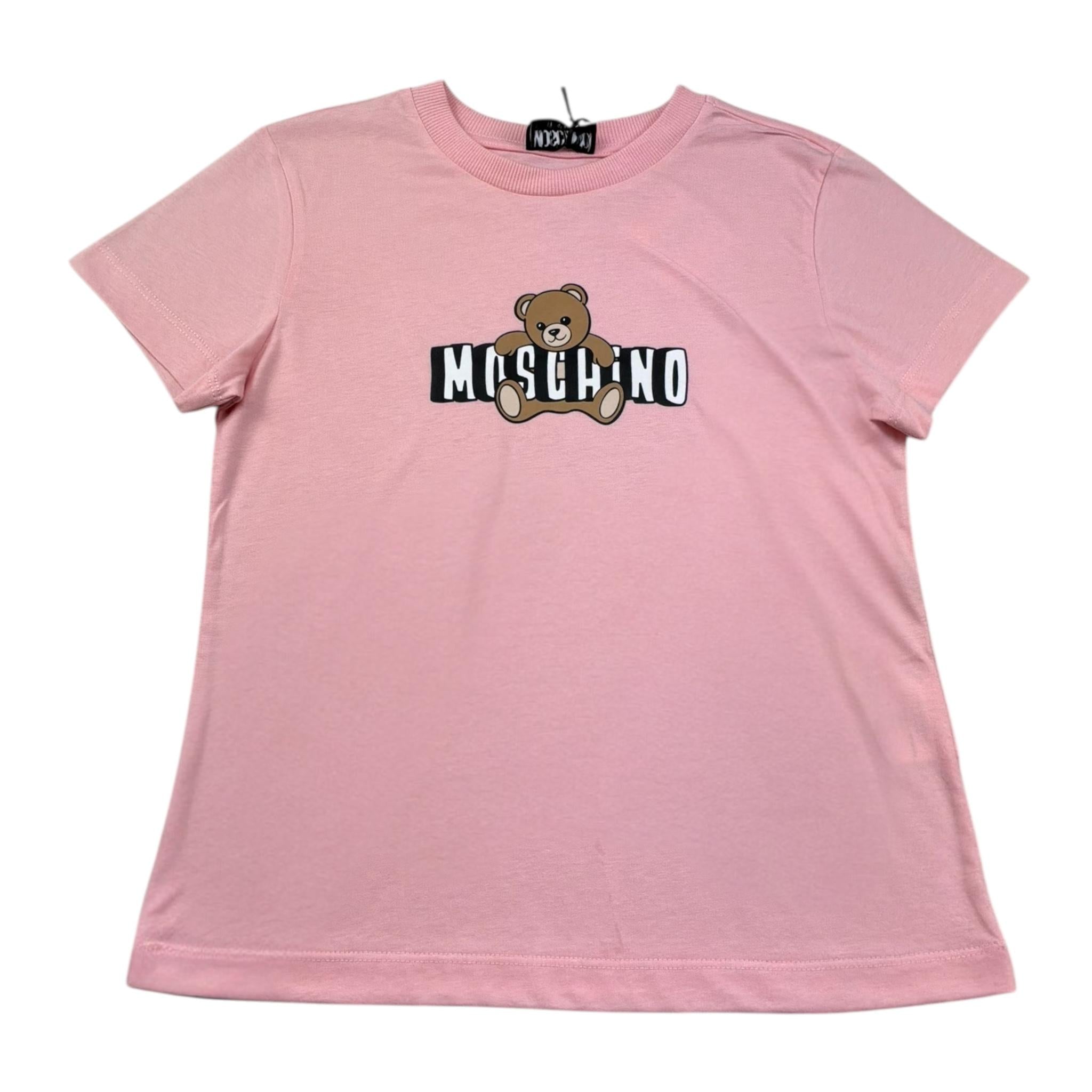 Moschino T-Shirt Girocollo Tinta Unita con Stampa per Bambina HZM058 ROSA MOSCHINO 