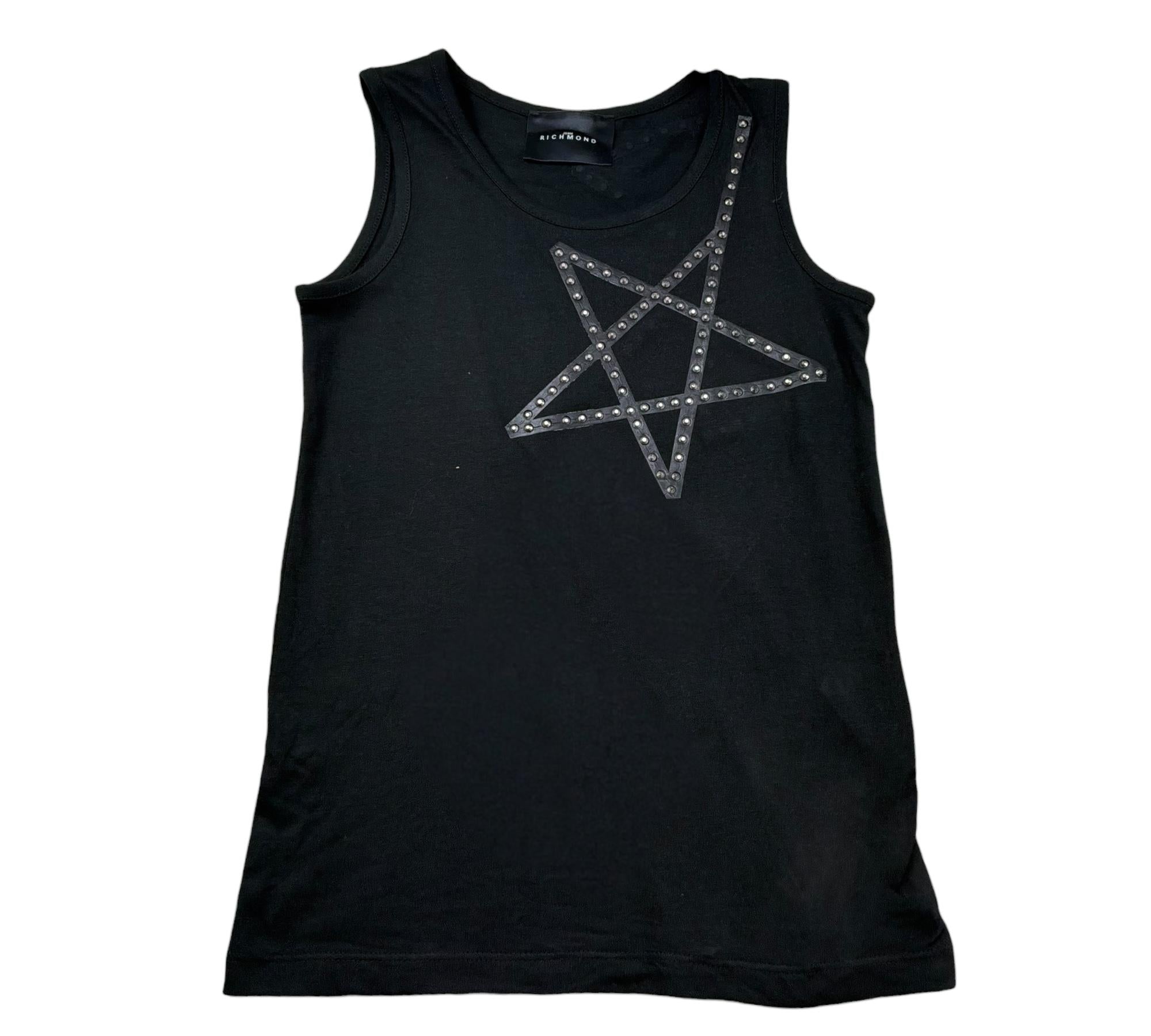 John Richmond Canotta Girocollo Tinta Unita con Borchie per Bambina RGP26099CN NERO JOHN RICHMOND 