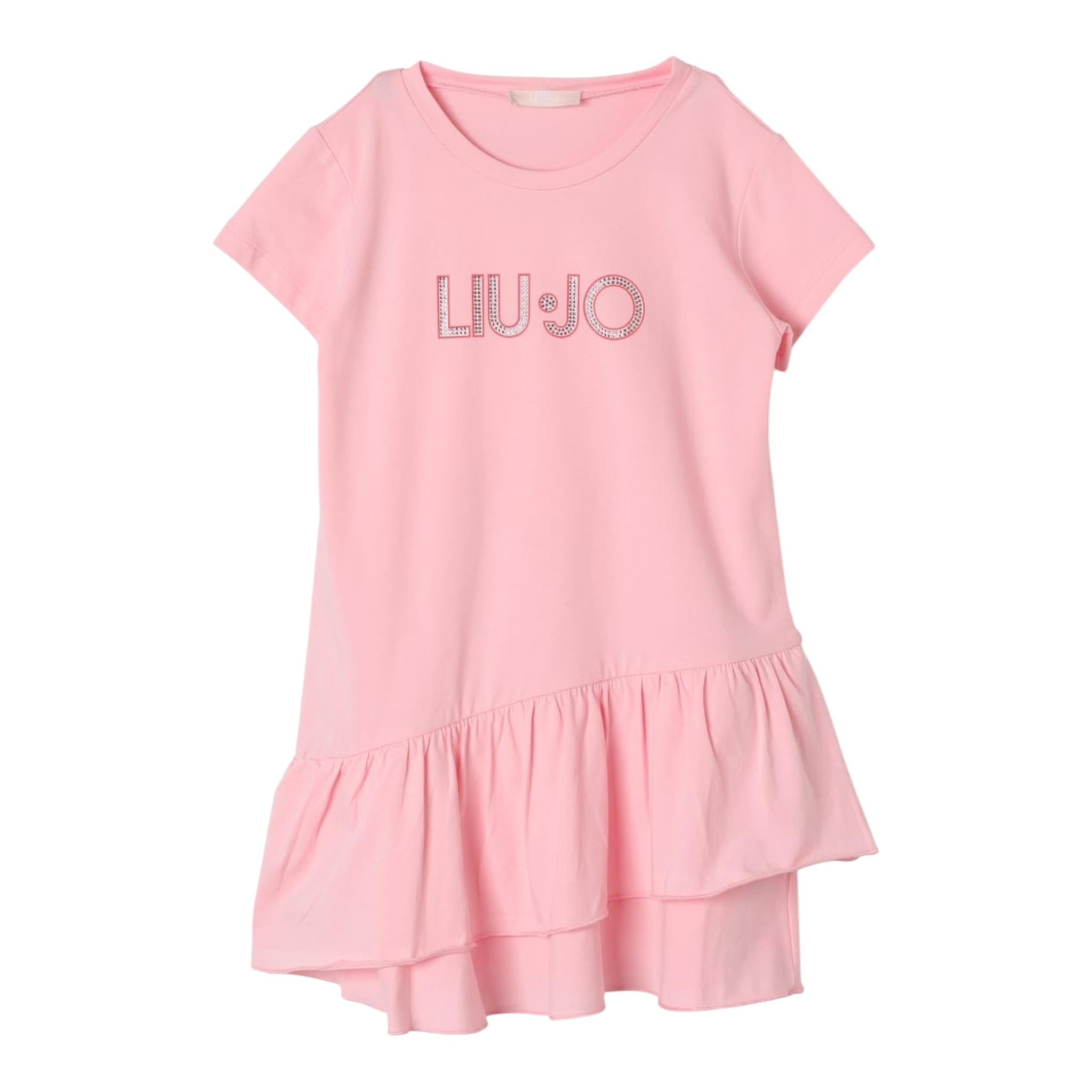 Liu Jo Abito Mezza Manica Tinta Unita con Brillantini per Bambina KA4128 ROSA LIU JO 