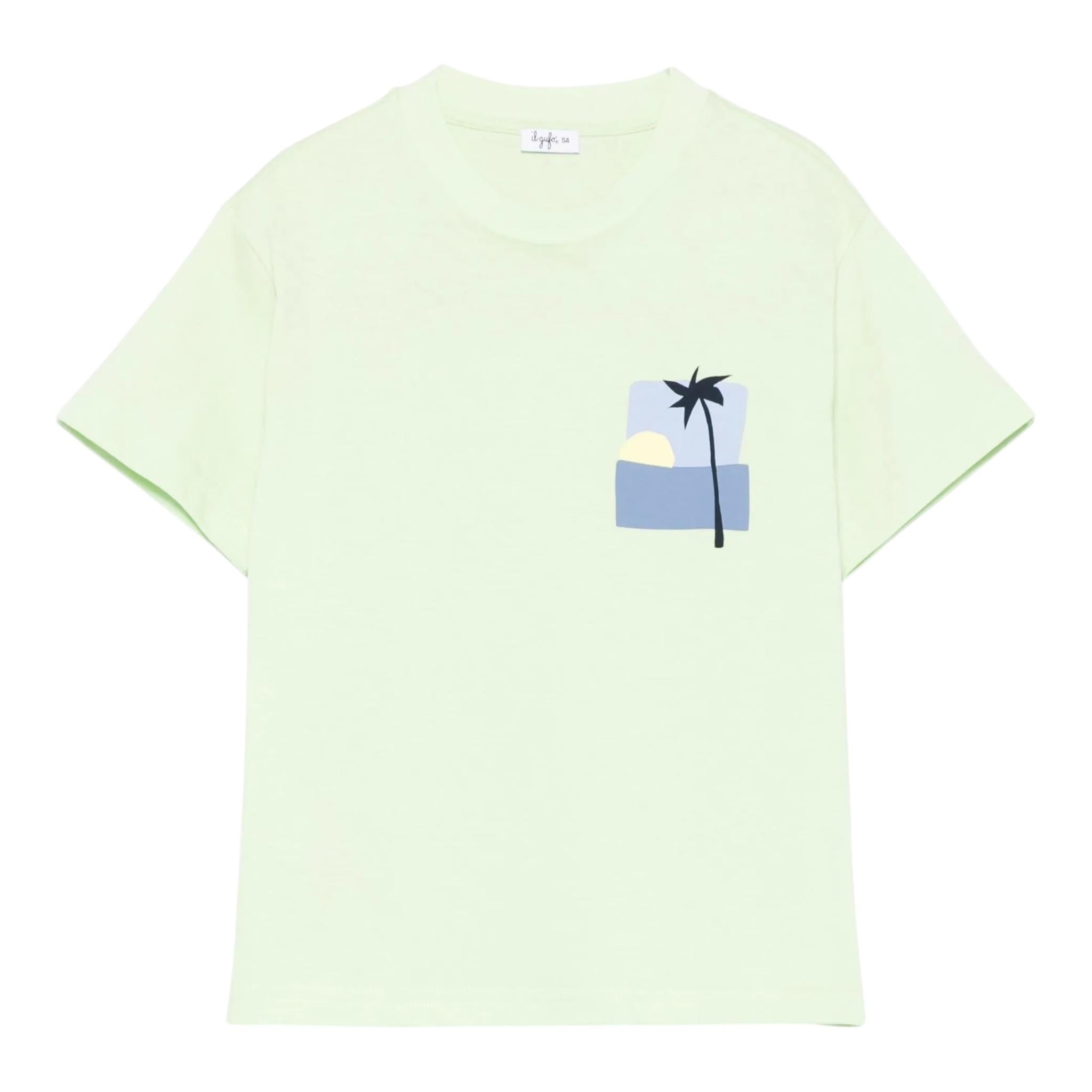 Il Gufo T-Shirt Girocollo Tinta Unita con Stampa per Bambino P25TS468MF001J VERDE IL GUFO 