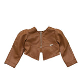 Monnalisa Giubbino Tinta Unita In Ecopelle per Neonata 17E100N MARRONE MONNALISA 