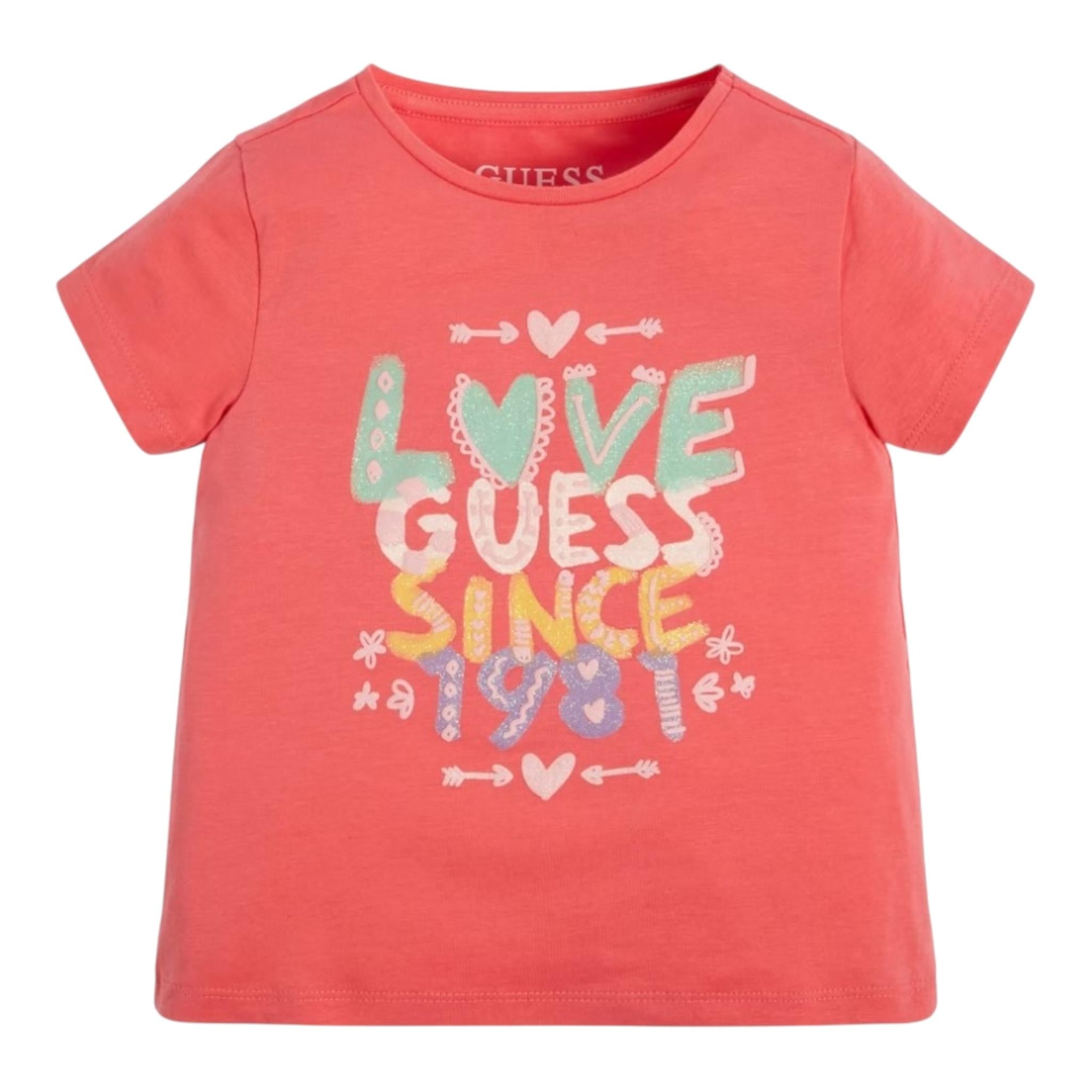 Guess T-Shirt Girocollo Tinta Unita con Stampa per Neonata K3GI01K6YW3 FUXIA GUESS 