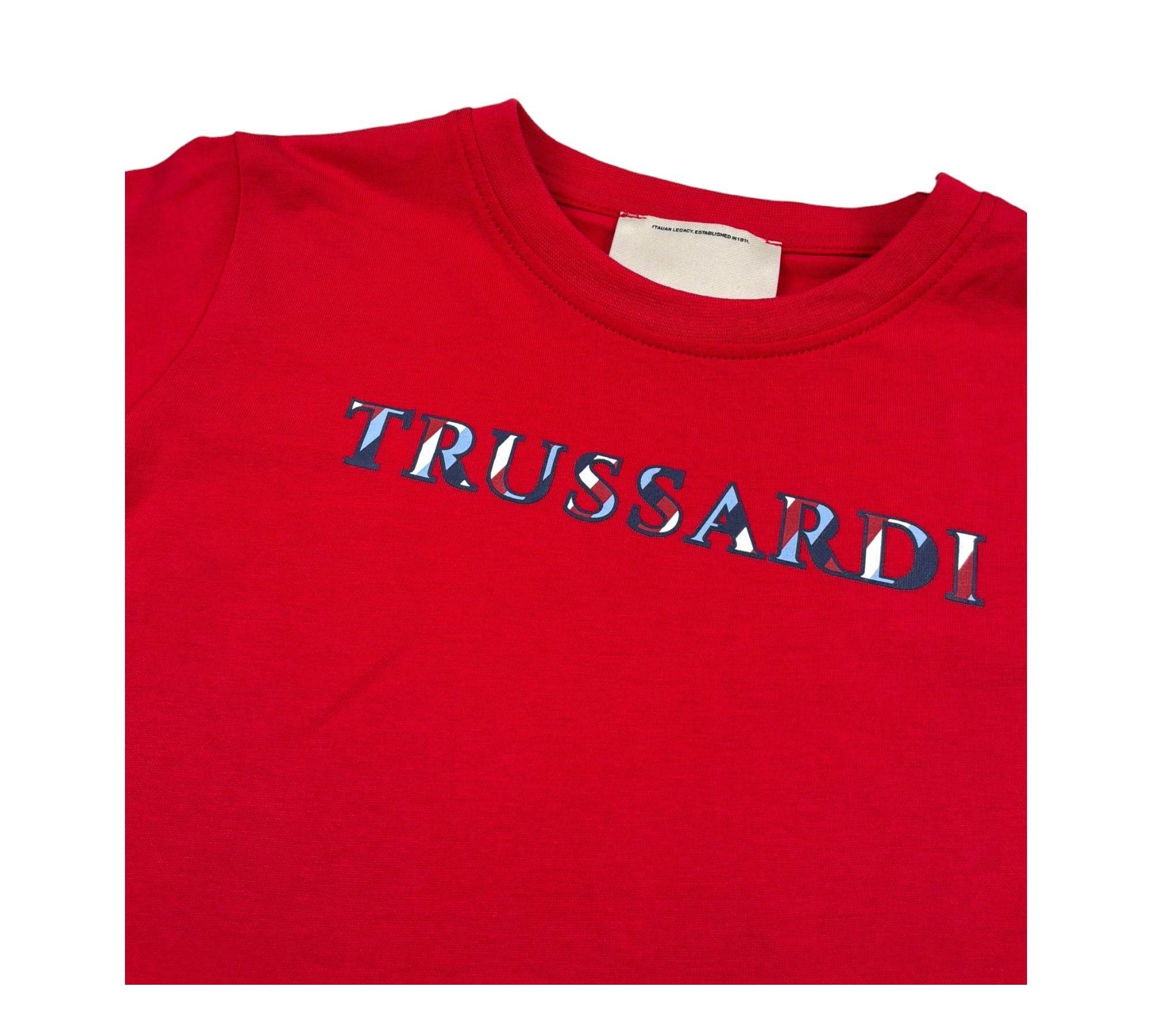 Trussardi T-Shirt Girocollo Tinta Unita con Logo per Bambino TBP26051TS ROSSO TRUSSARDI 