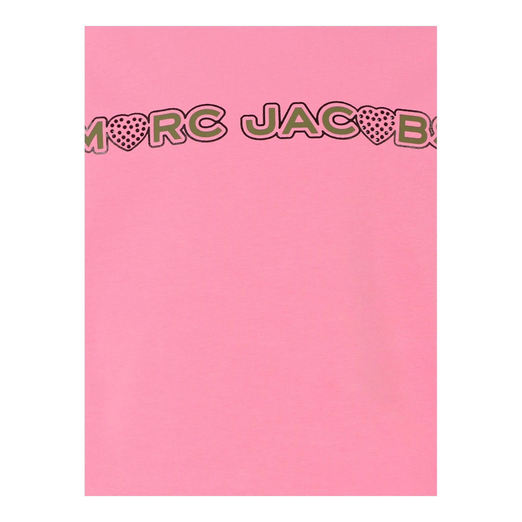 Marc Jacobs T-Shirt Girocollo Tinta Unita con Stampa per Bambina W60280 ROSA MARC JACOBS 