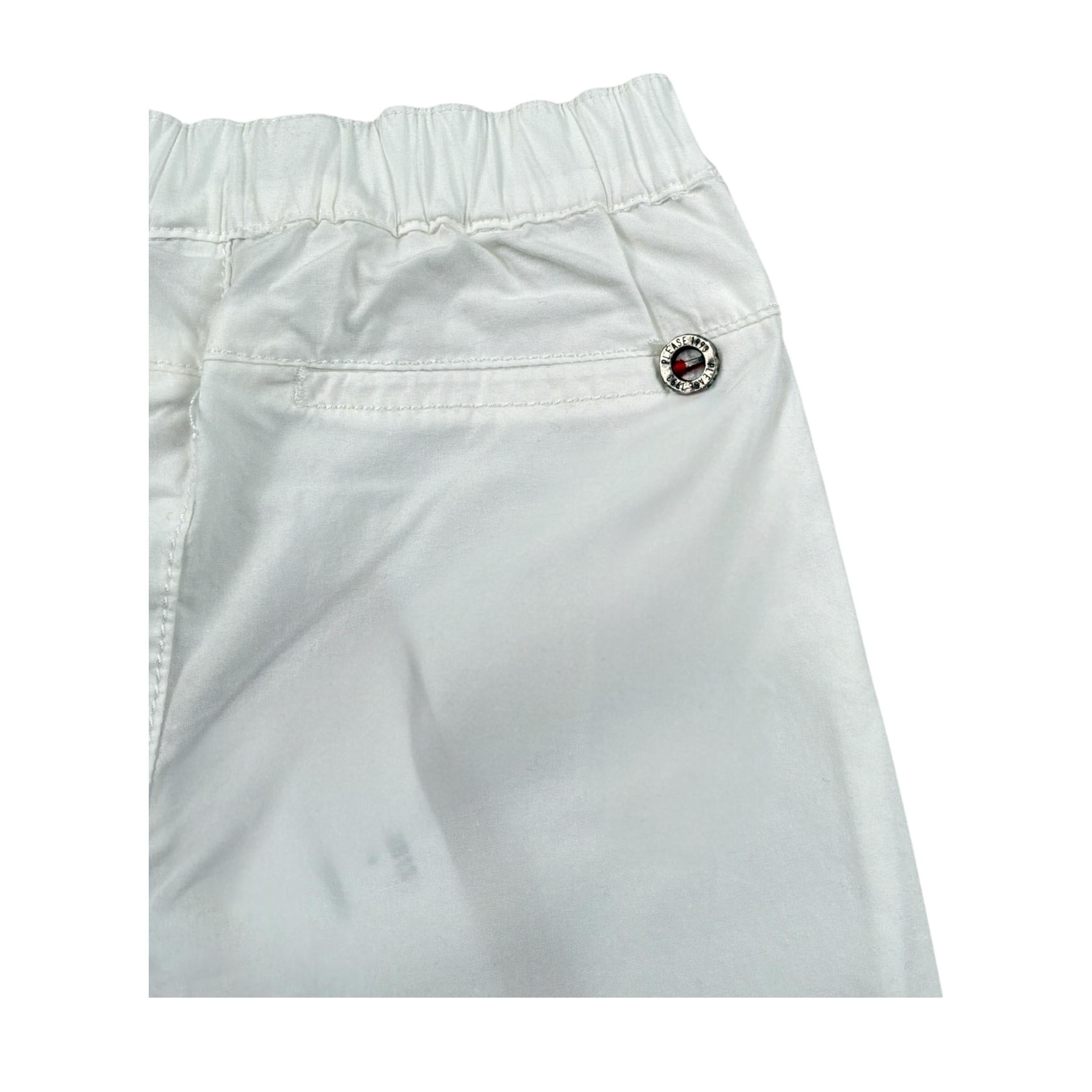 Please Pantalone tinta unita con Elastico In Vita Bianco per Neonato PE54272B13 BIANCO PLEASE 
