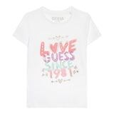 Guess T-Shirt Girocollo Tinta Unita con Stampa per Neonata K3GI01K6YW3 BIANCO GUESS 