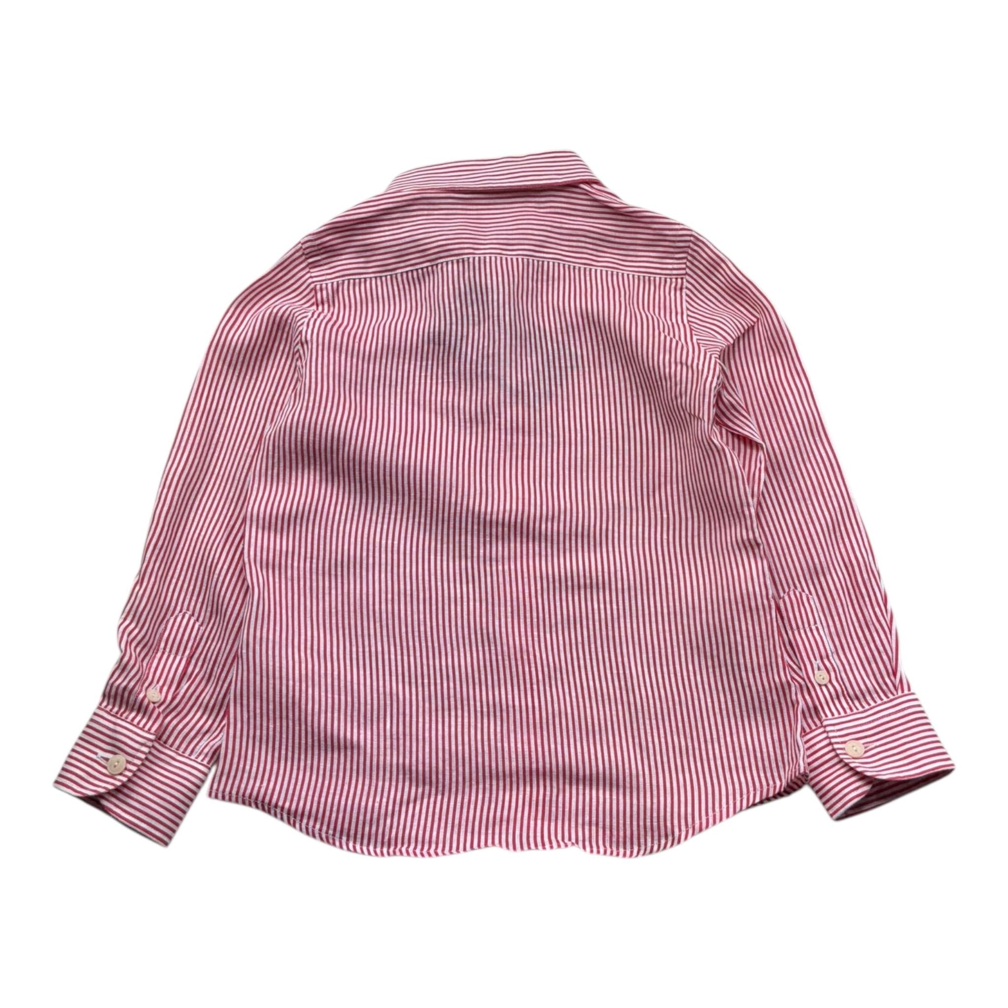 Saint Barth Camicia Manica Lunga Tinta Unita con Fantasia A Righe per Bambino 00784L ROSSO SAINT BARTH 